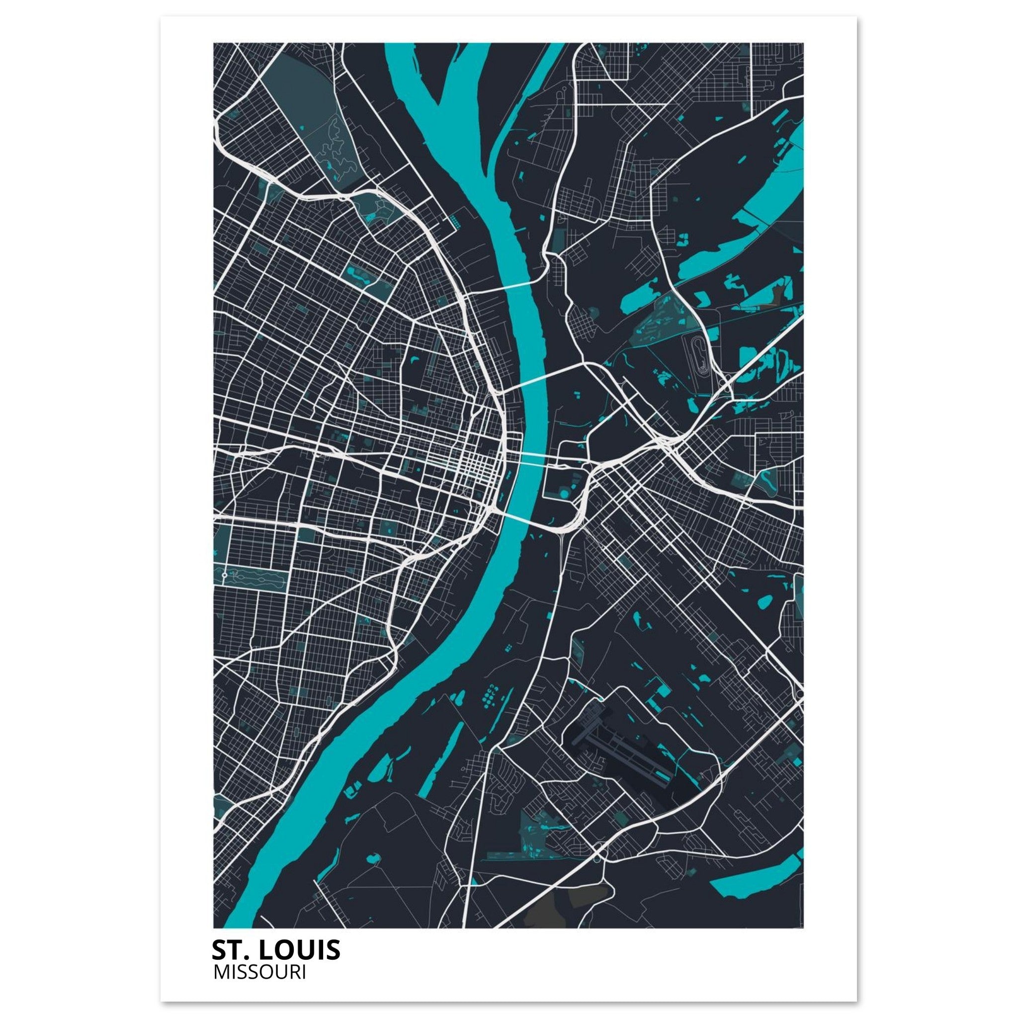 st louis map poster print