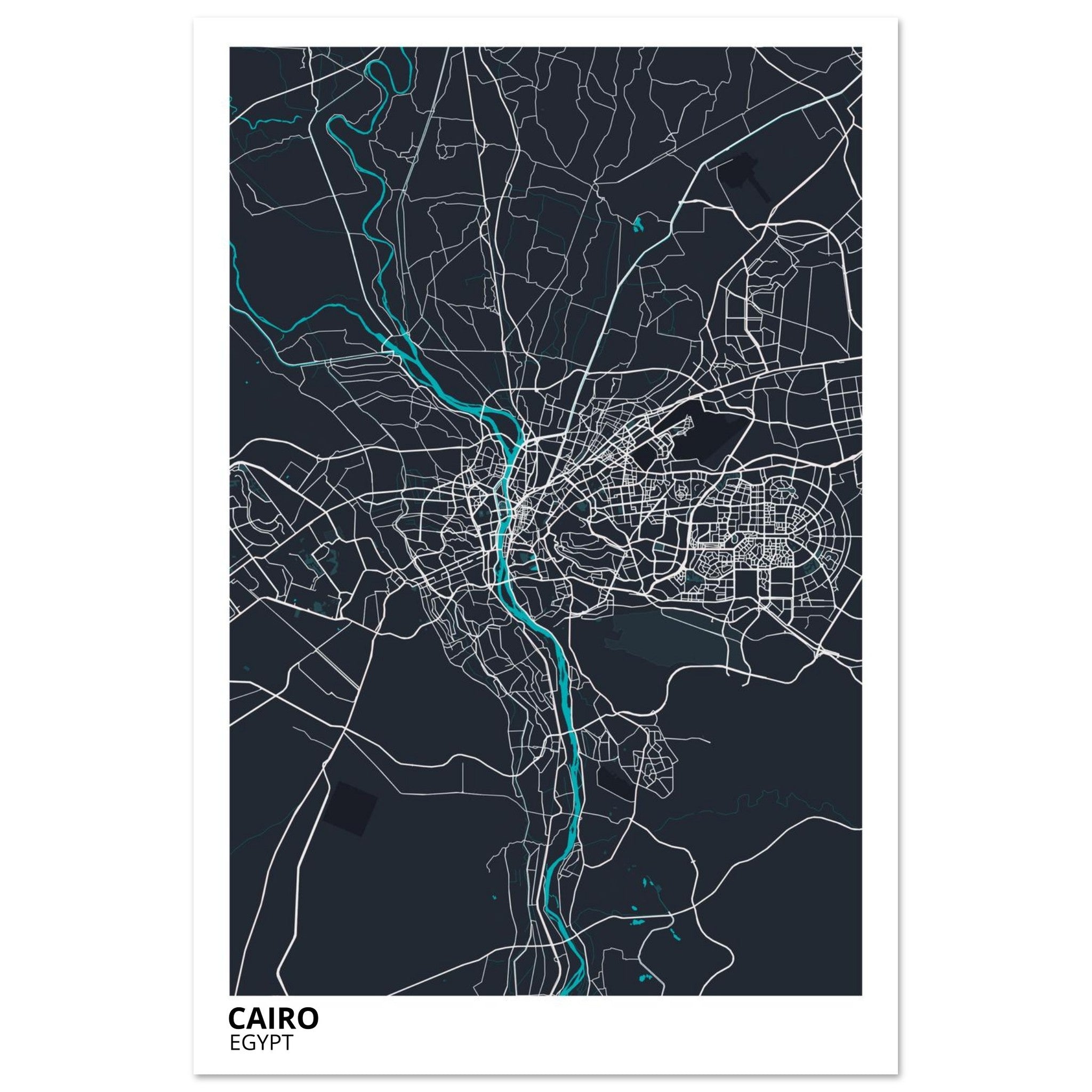 cairo egypt map poster print