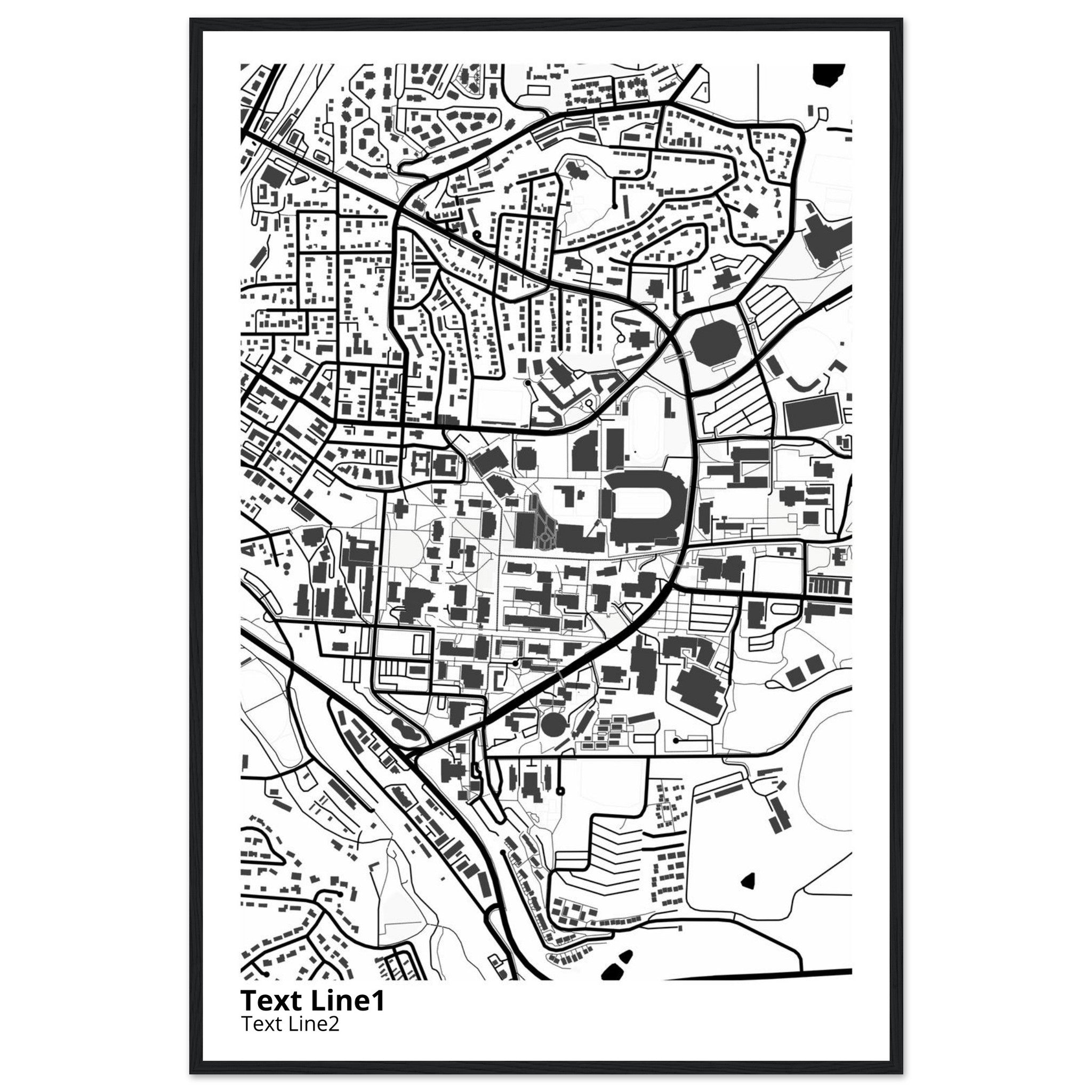 washington state university modern campus map print