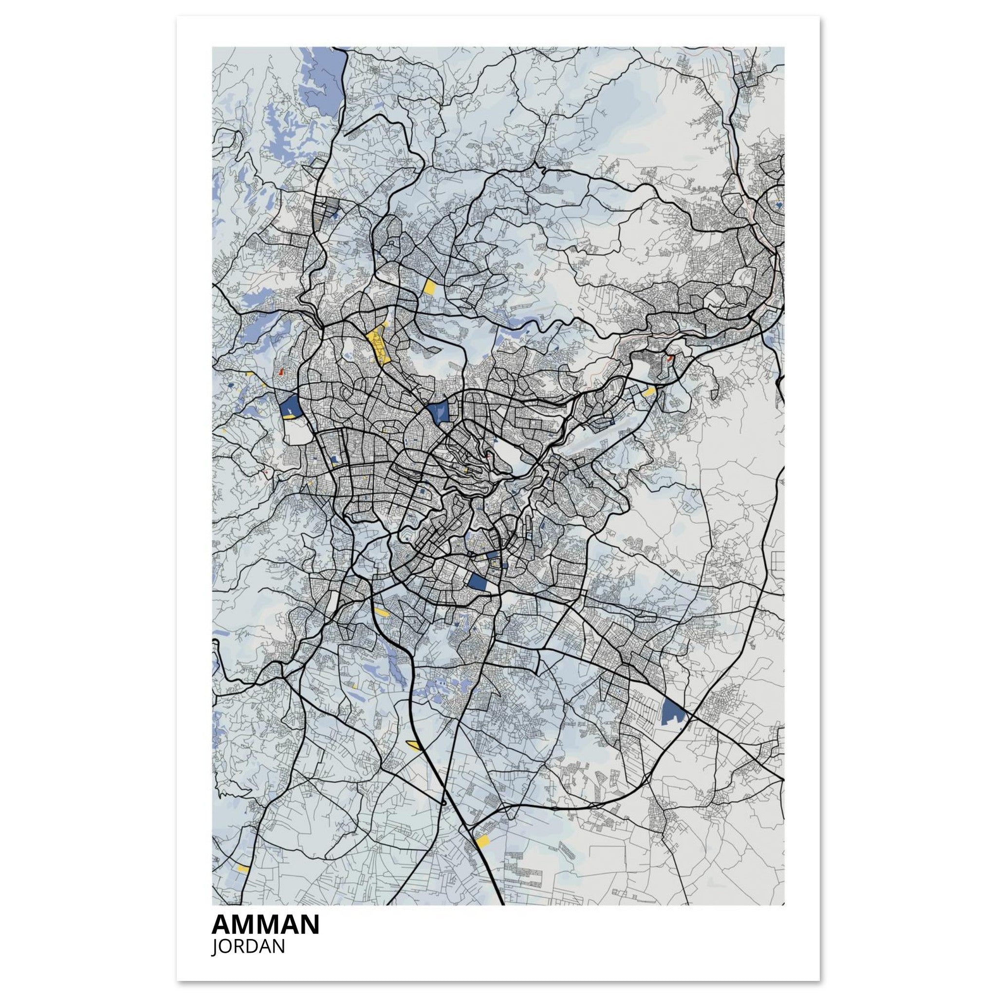 Amman Jordan City Map Poster | Custom Map Art Print - Ink And Atlas