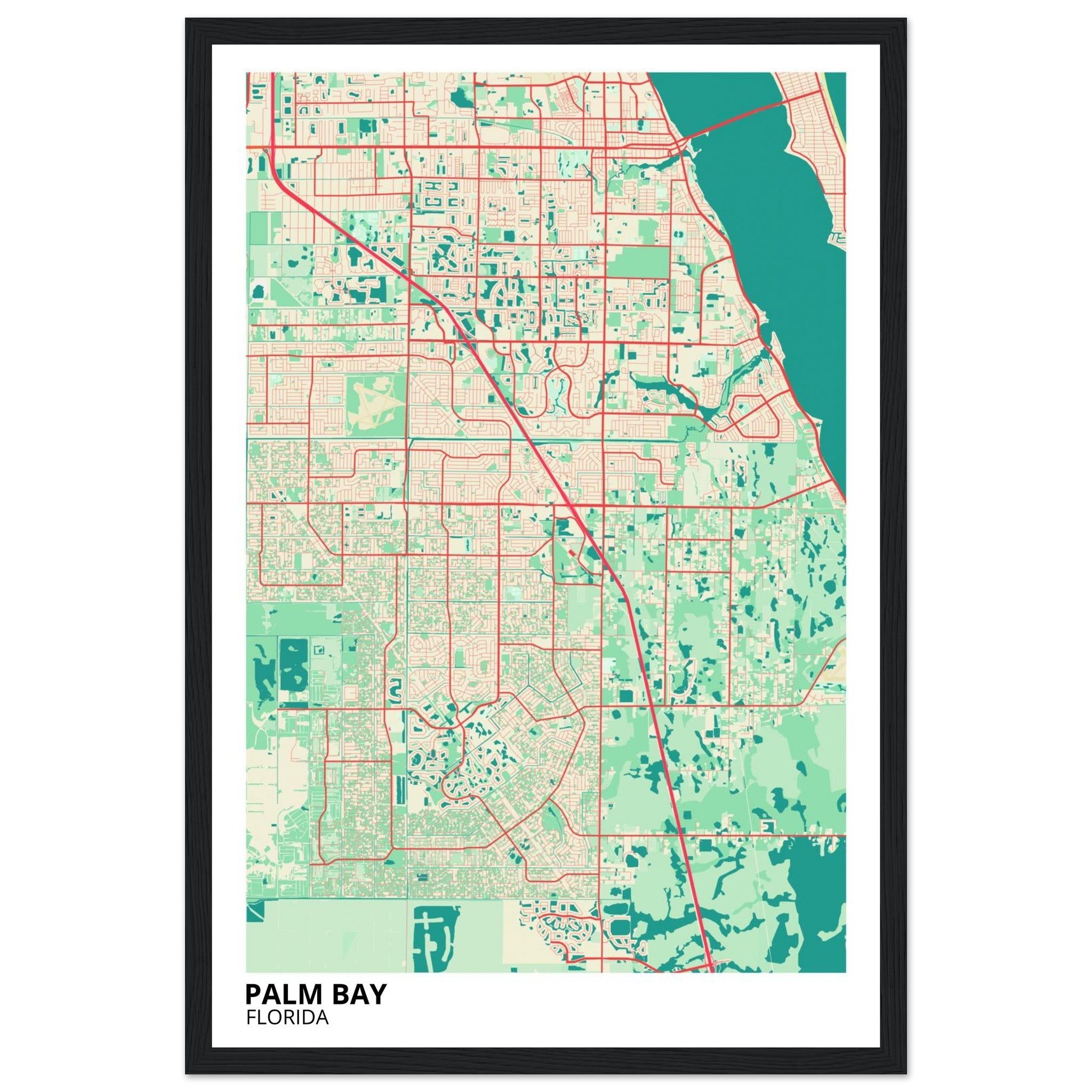 palm bay map poster print