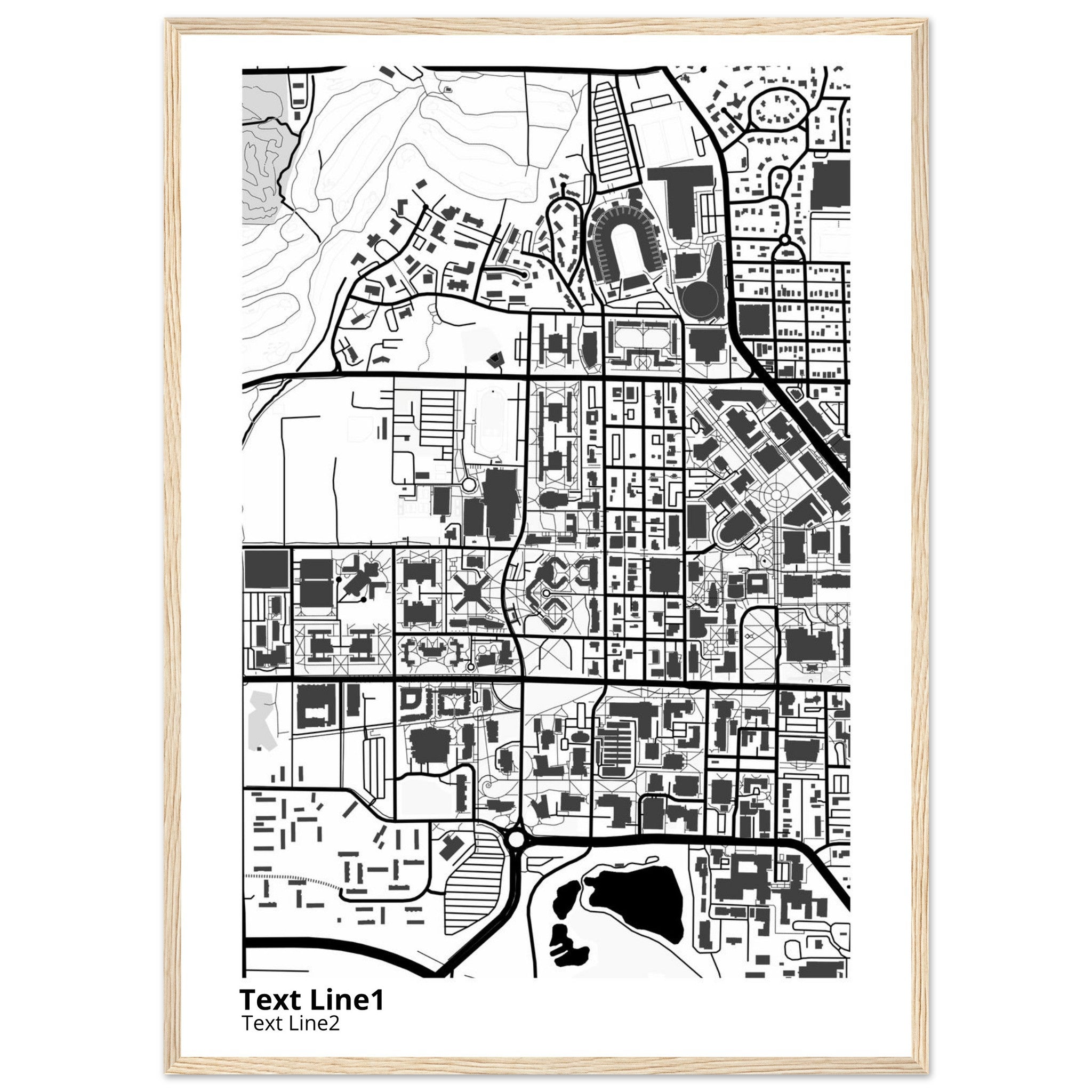 purdue university indiana main campus modern campus map print