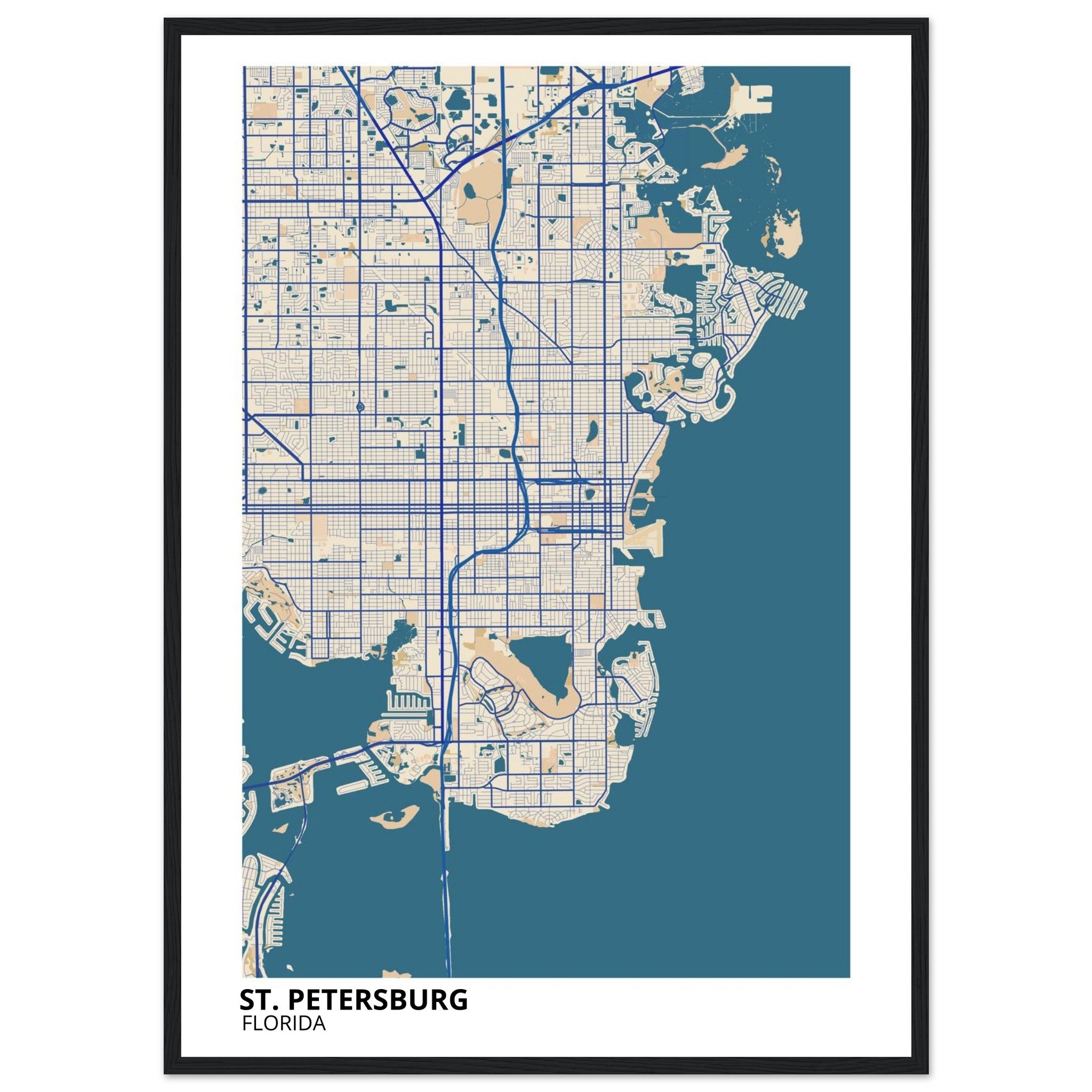 st petersburg florida map poster print