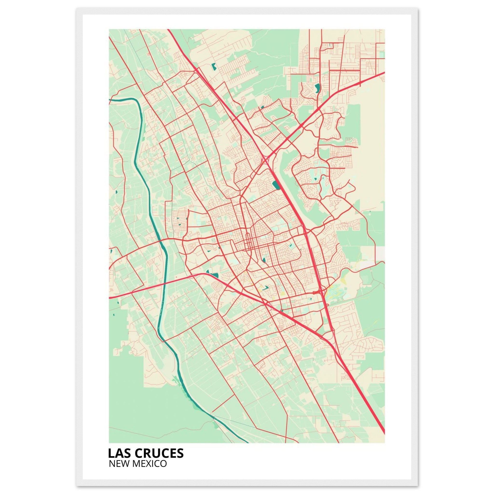 Las Cruces New Mexico City Map Poster | Custom Map Art Print - Ink And Atlas