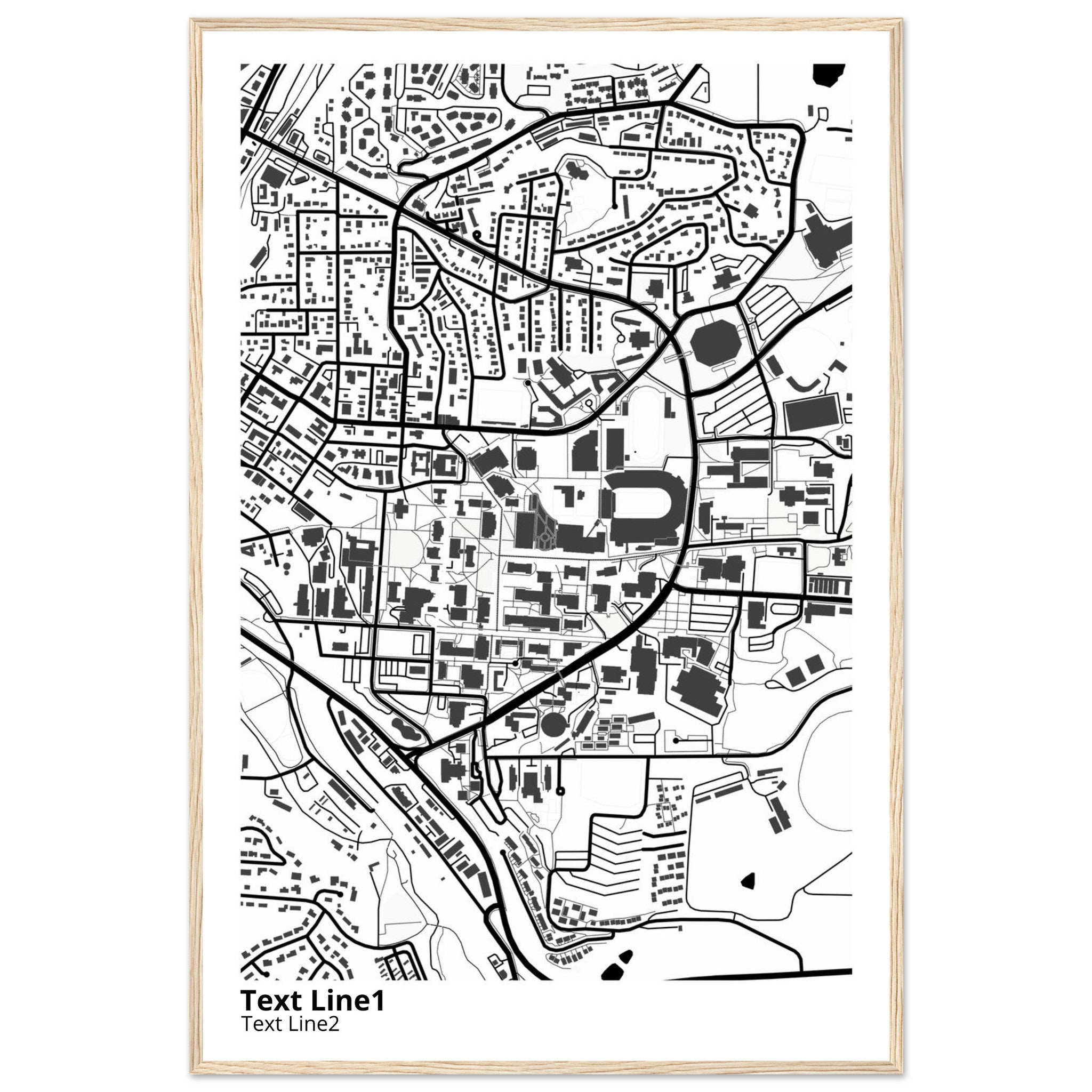 washington state university modern campus map print