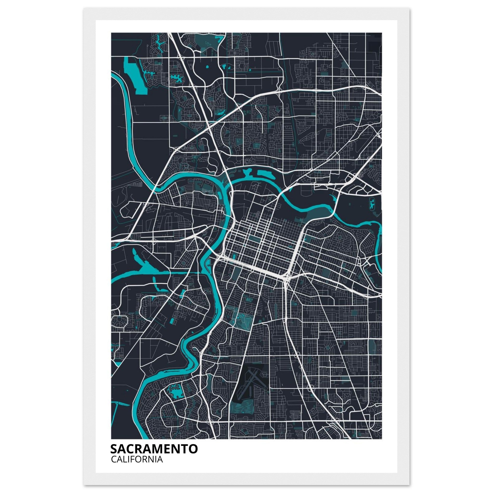sacramento map poster print
