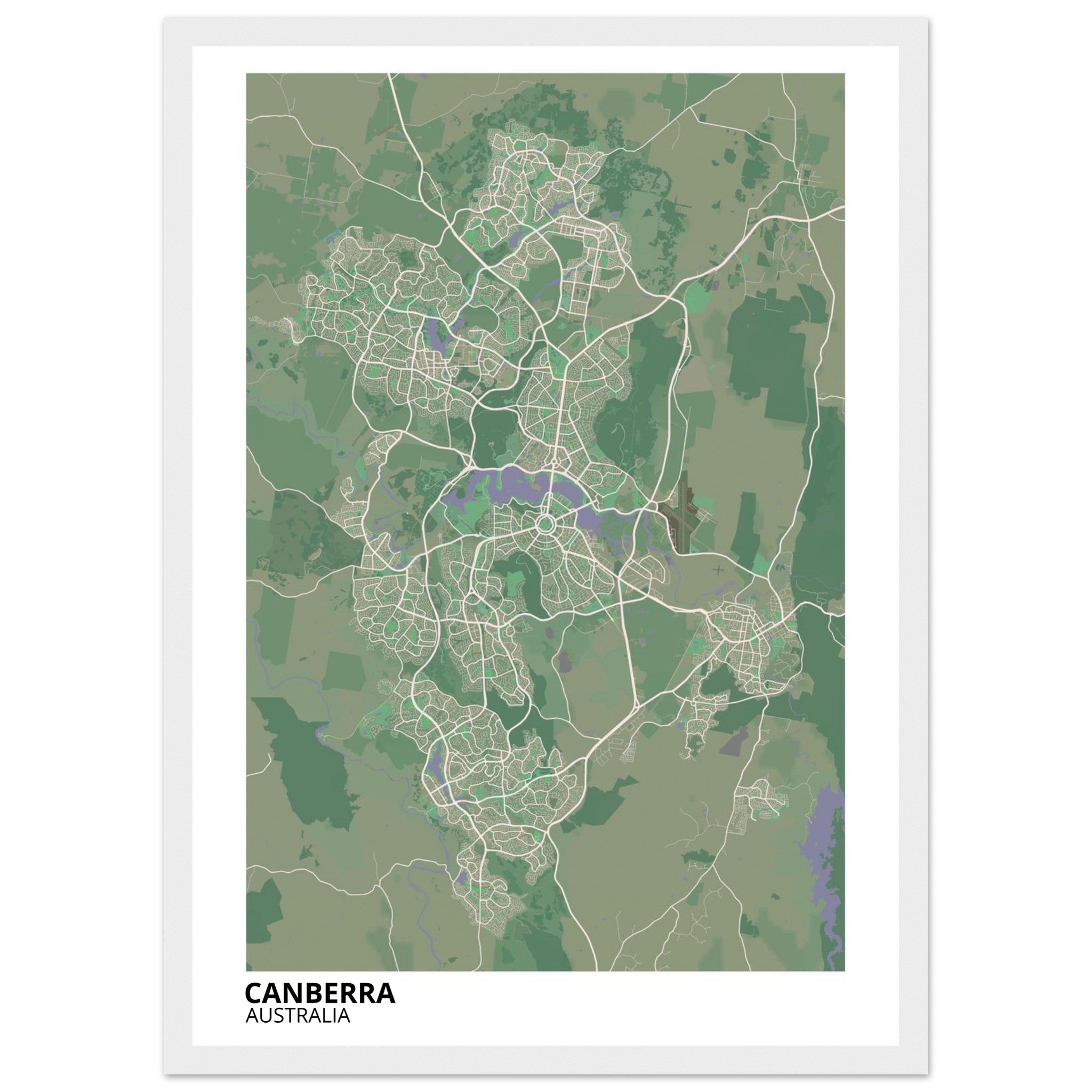 Canberra Australia City Map Poster | Custom Map Art Print - Ink And Atlas