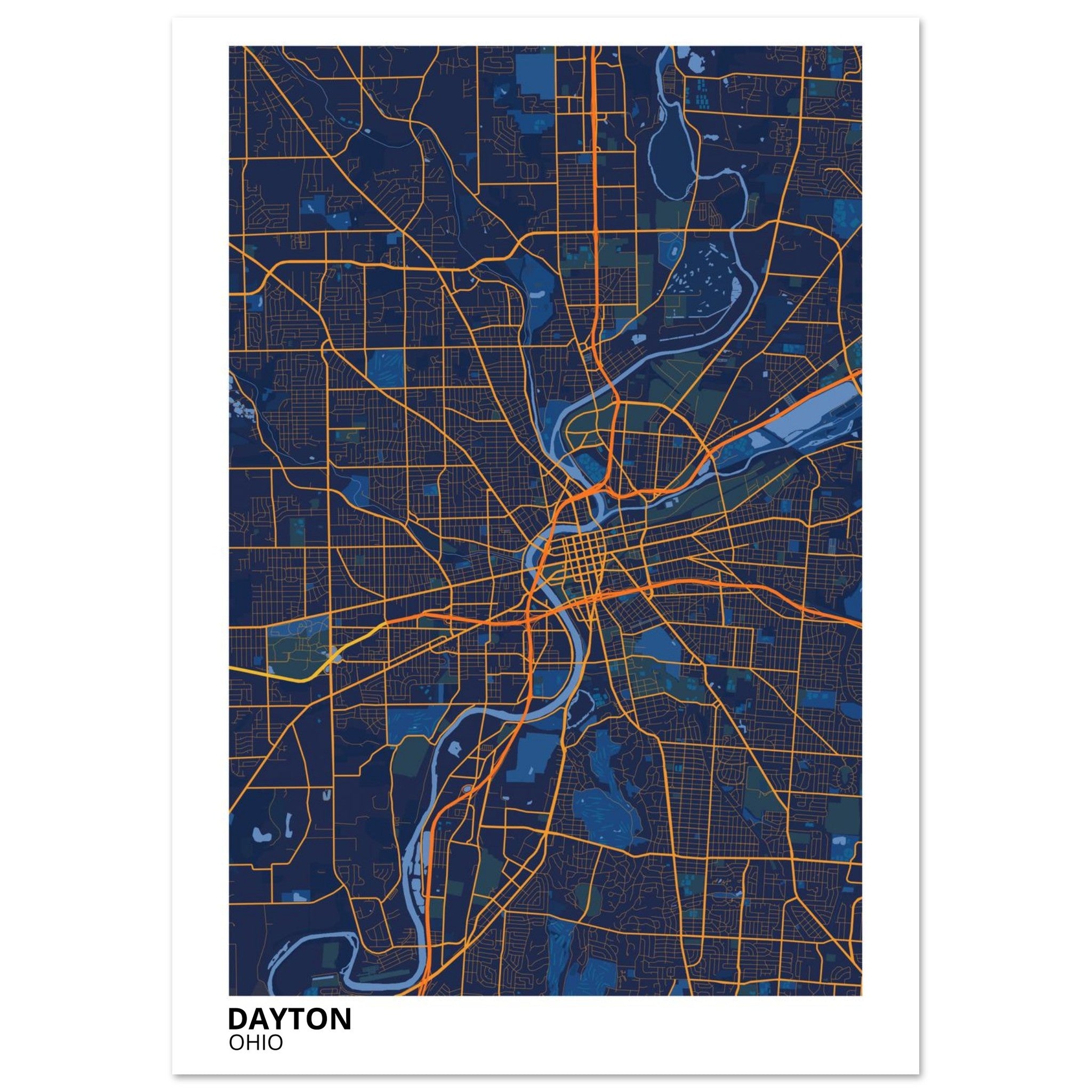 dayton map poster print