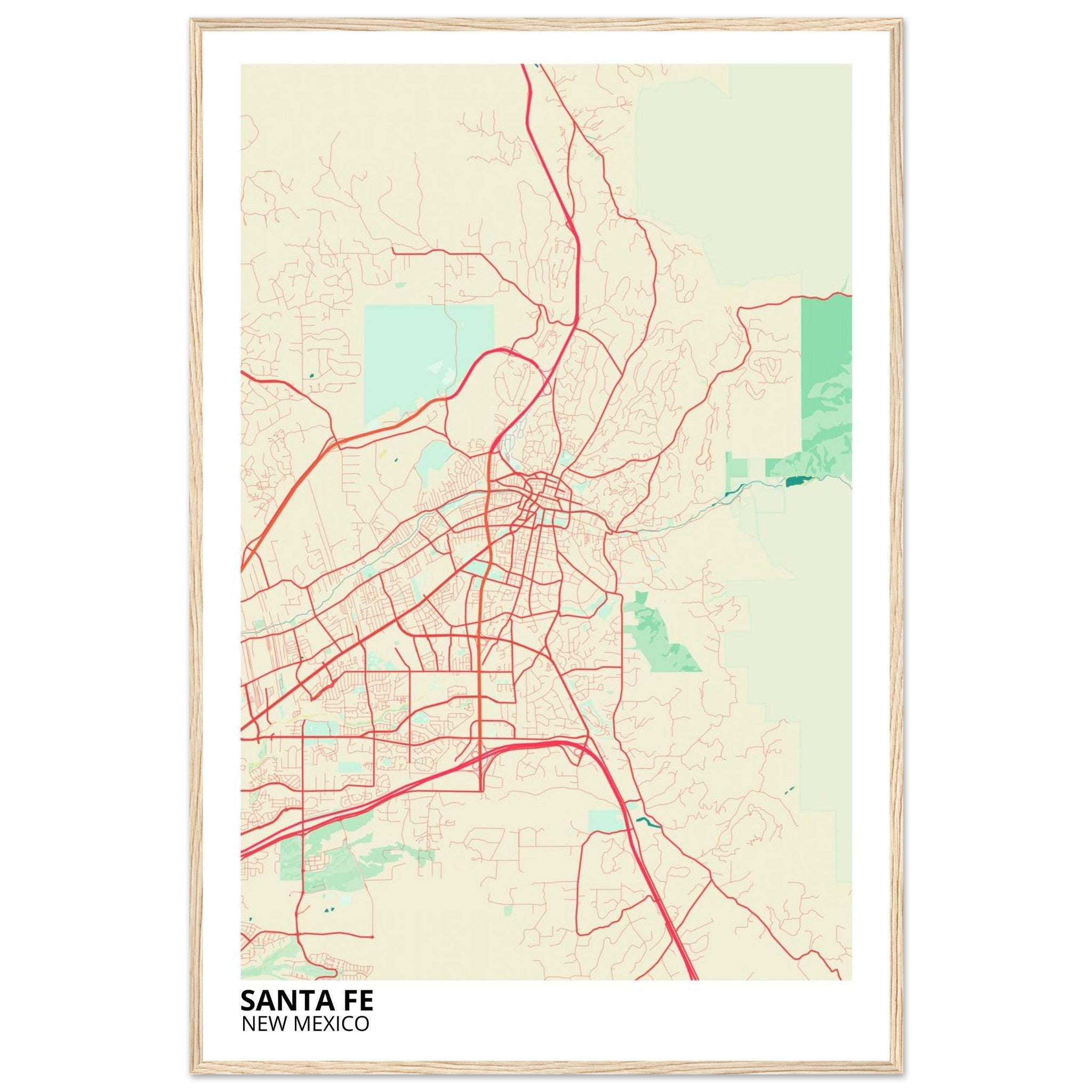 santa fe map poster print