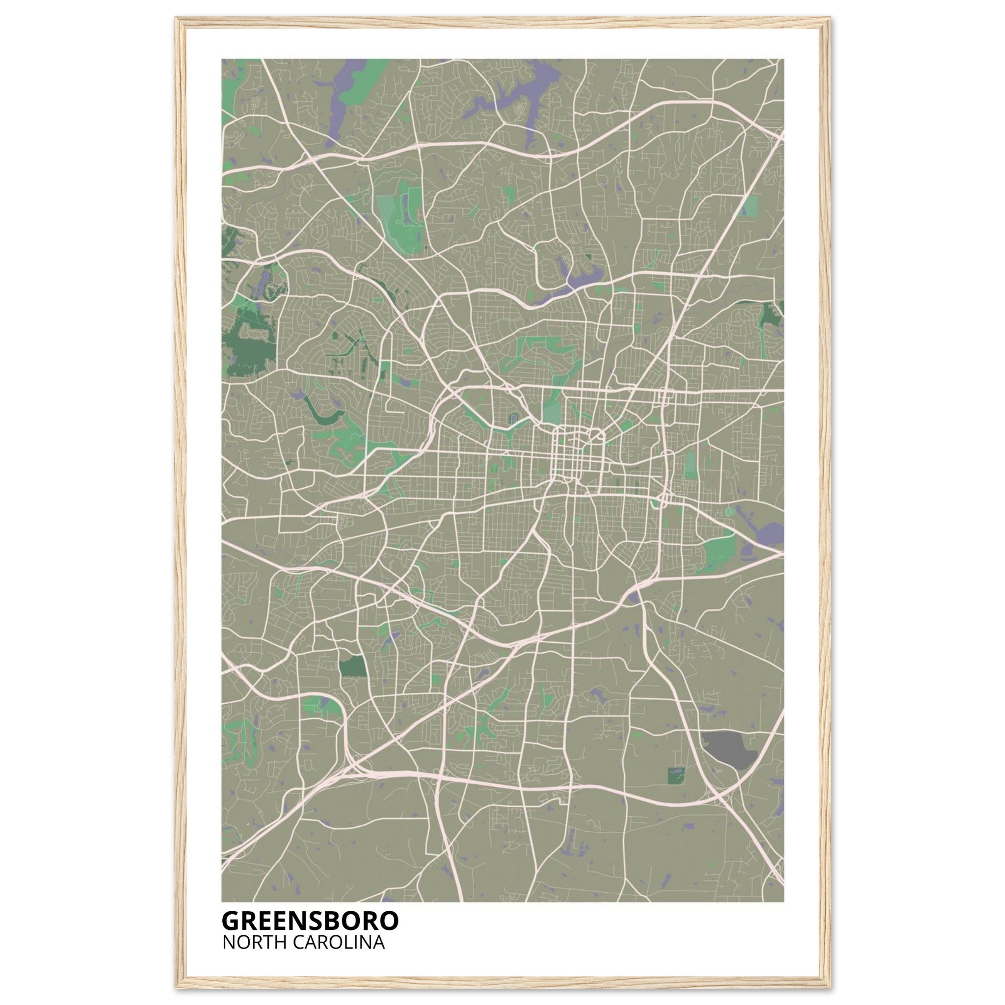 Greensboro North Carolina City Map Poster | Custom Map Art Print - Ink And Atlas