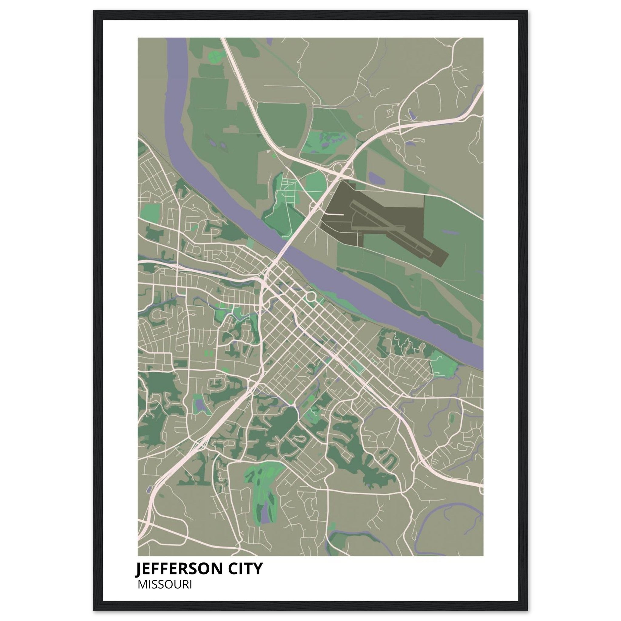 jefferson city map poster print