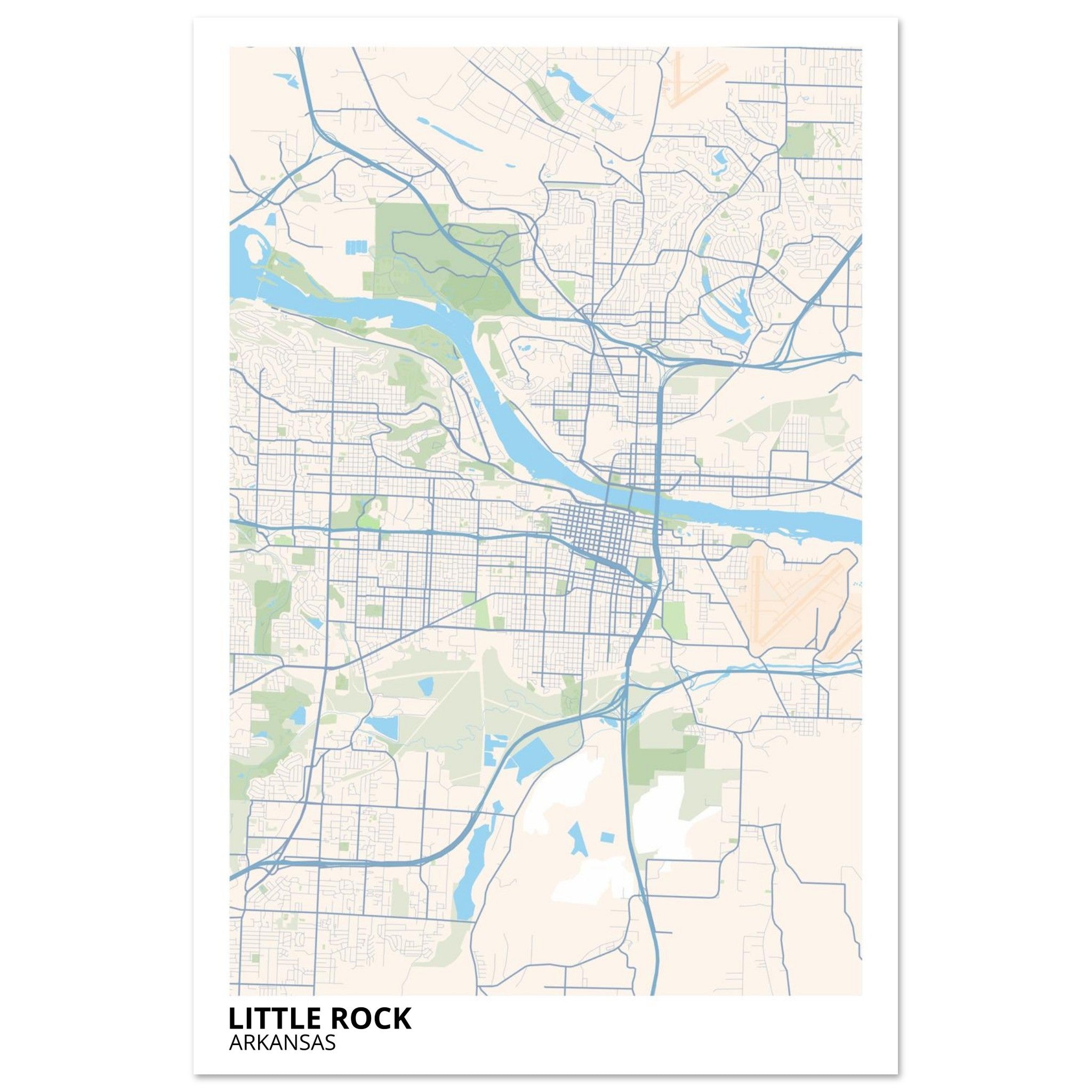 little rock map poster print