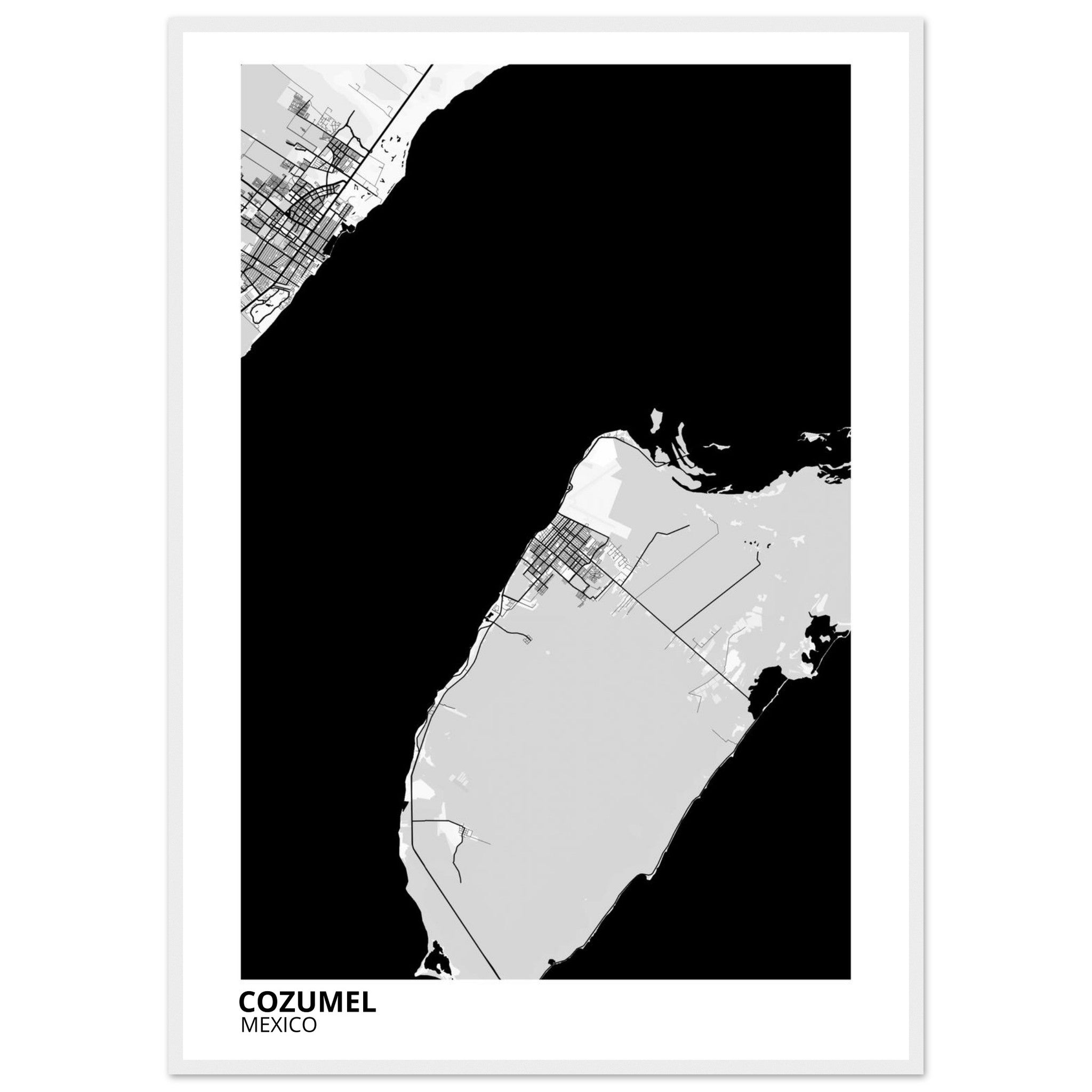 Cozumel Mexico City Map Poster | Custom Map Art Print - Ink And Atlas