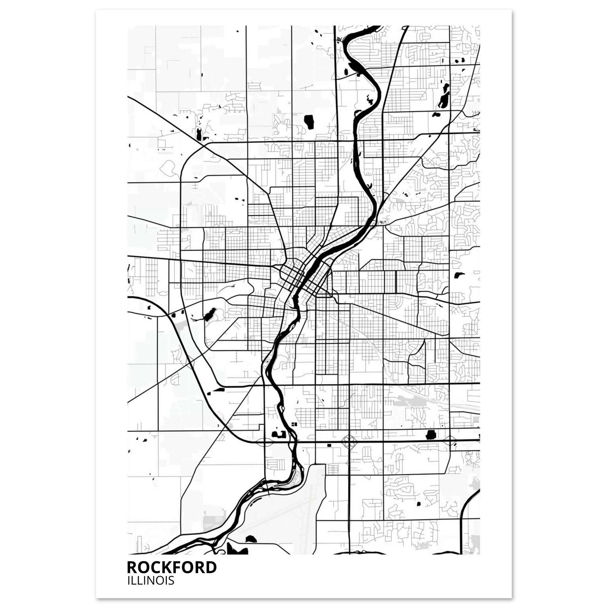 Rockford Illinois City Map Poster | Custom Map Art Print - Ink And Atlas
