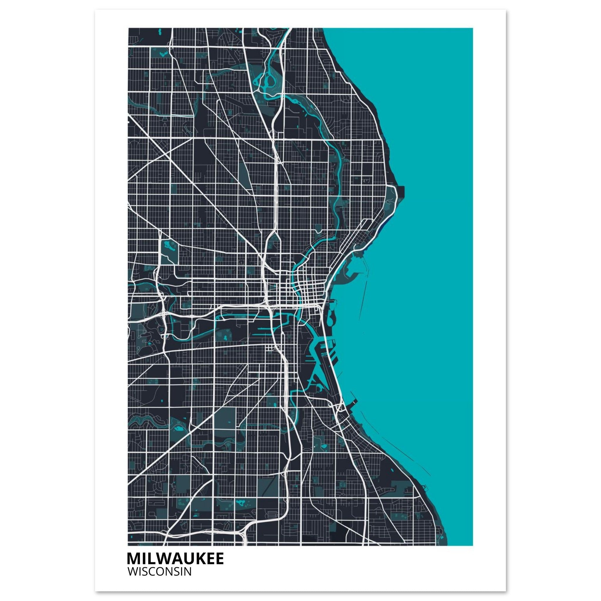 milwaukee map poster print
