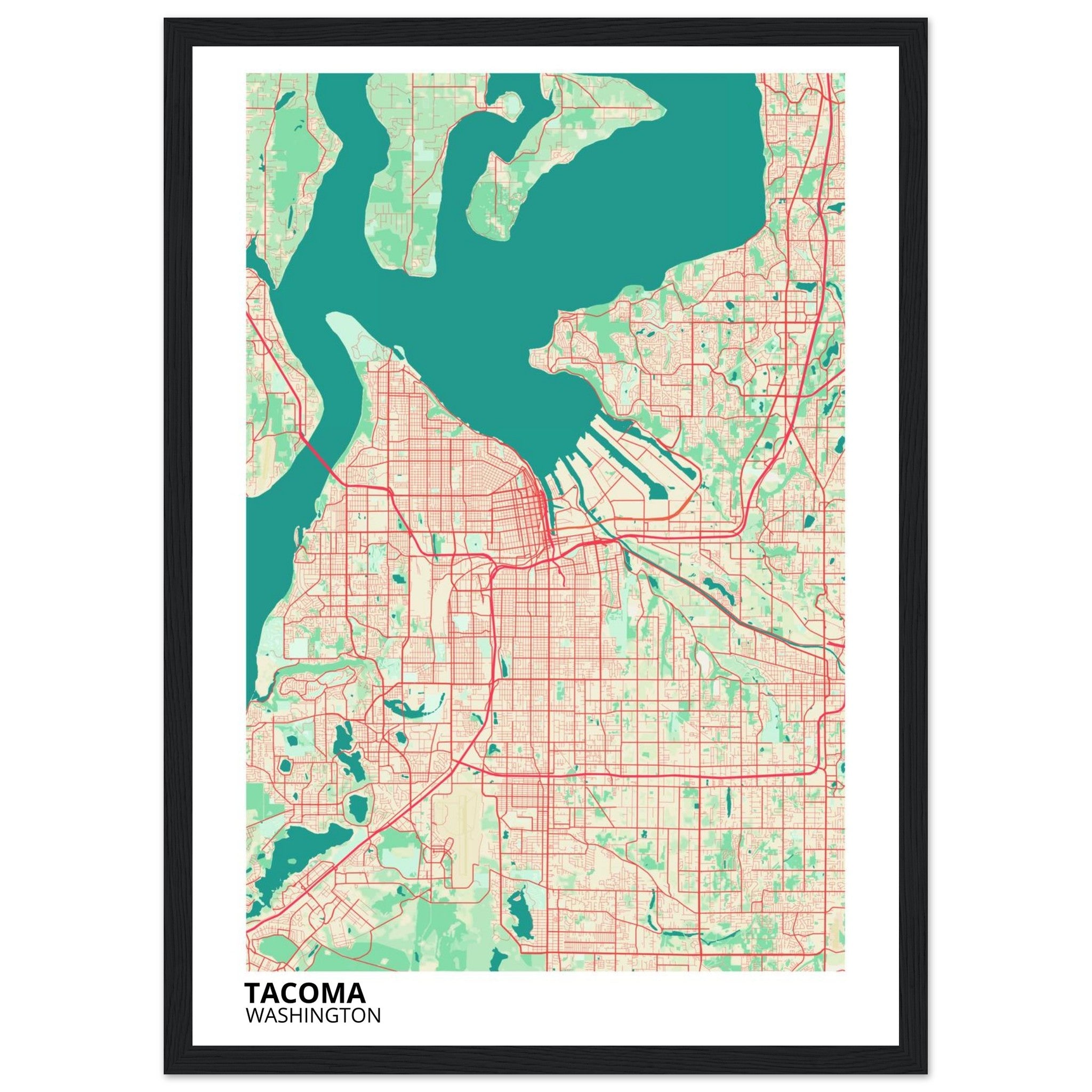 Tacoma Washington City Map Poster | Custom Map Art Print - Ink And Atlas