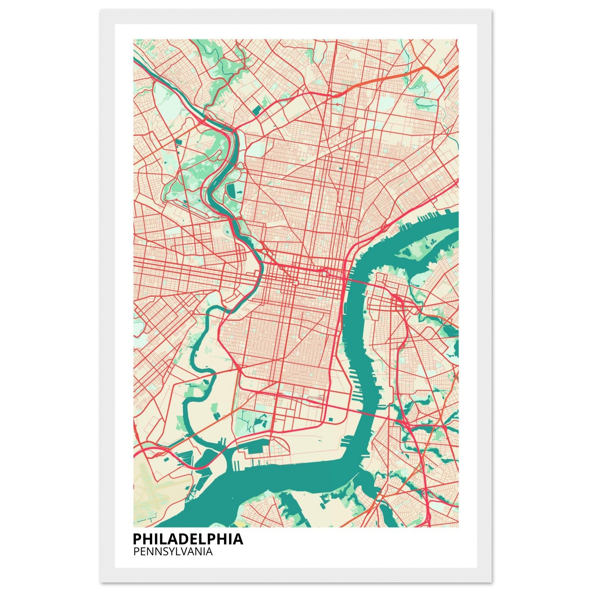 philadelphia map poster print