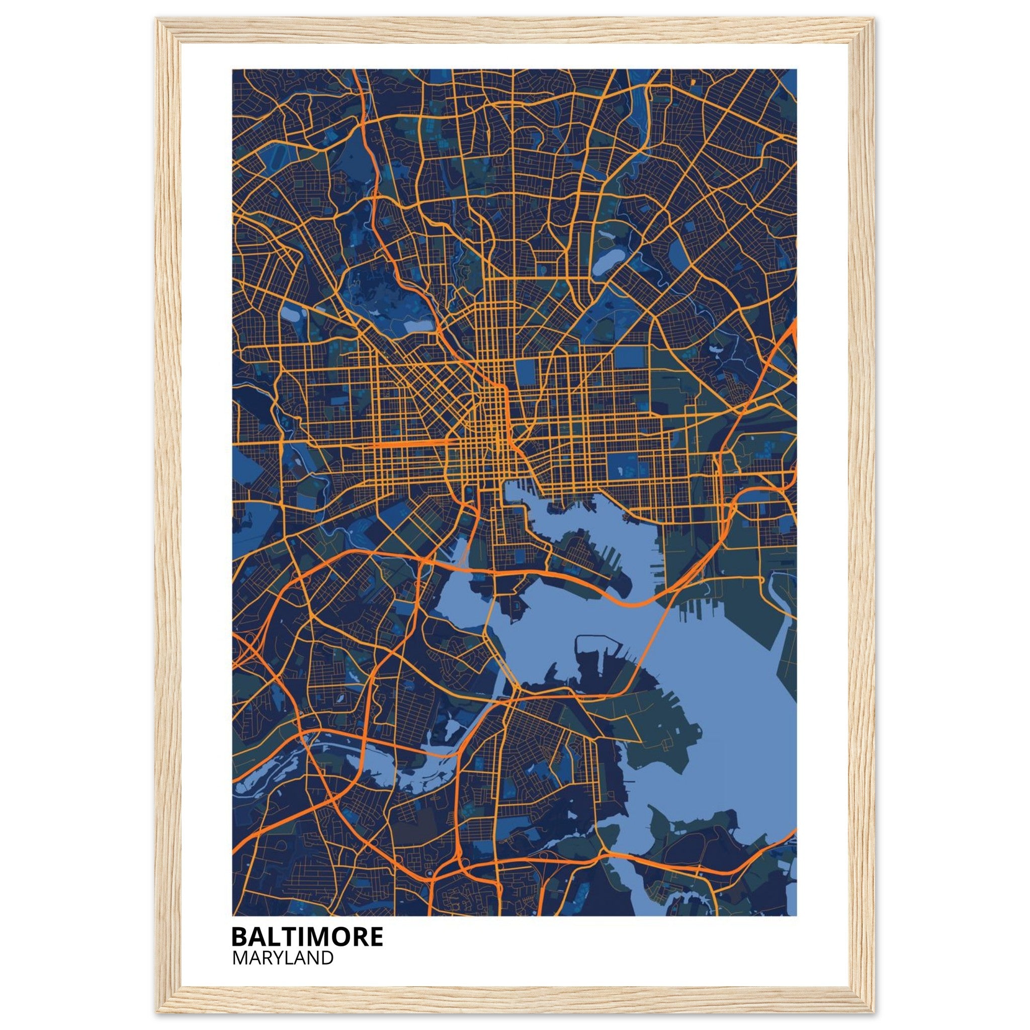 baltimore map poster print
