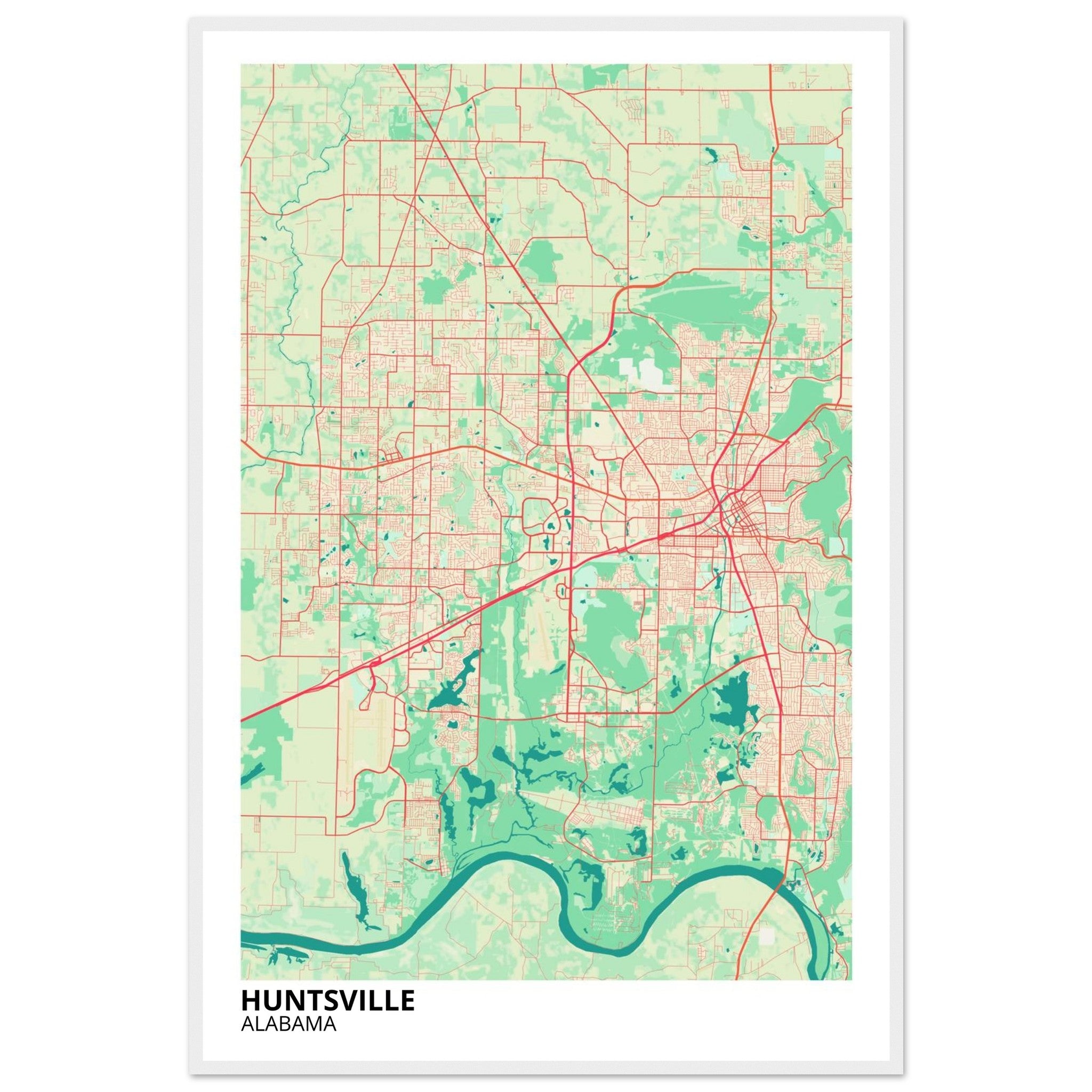Huntsville Alabama City Map Poster | Custom Map Art Print - Ink And Atlas