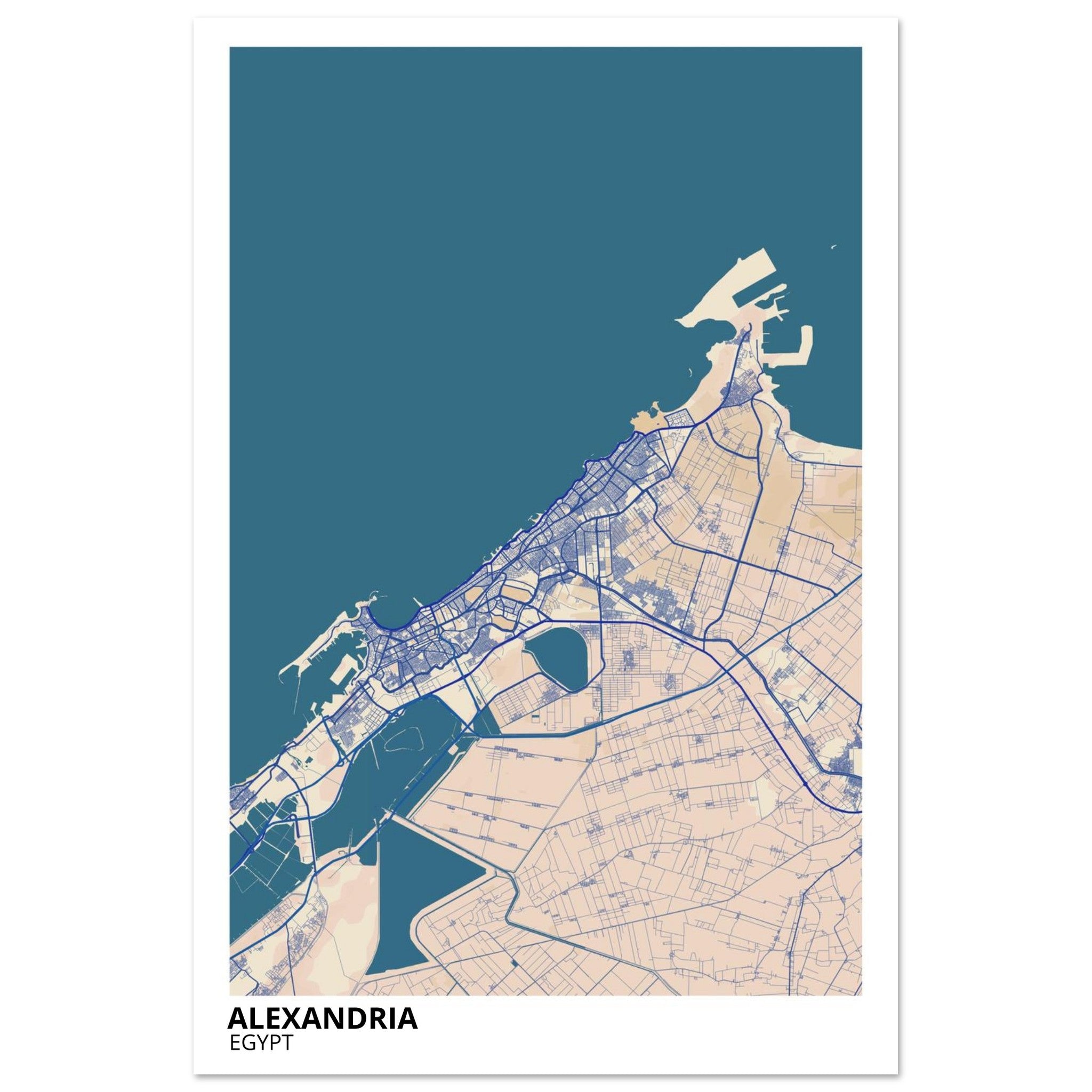 Alexandria Egypt City Map Poster | Custom Map Art Print - Ink And Atlas