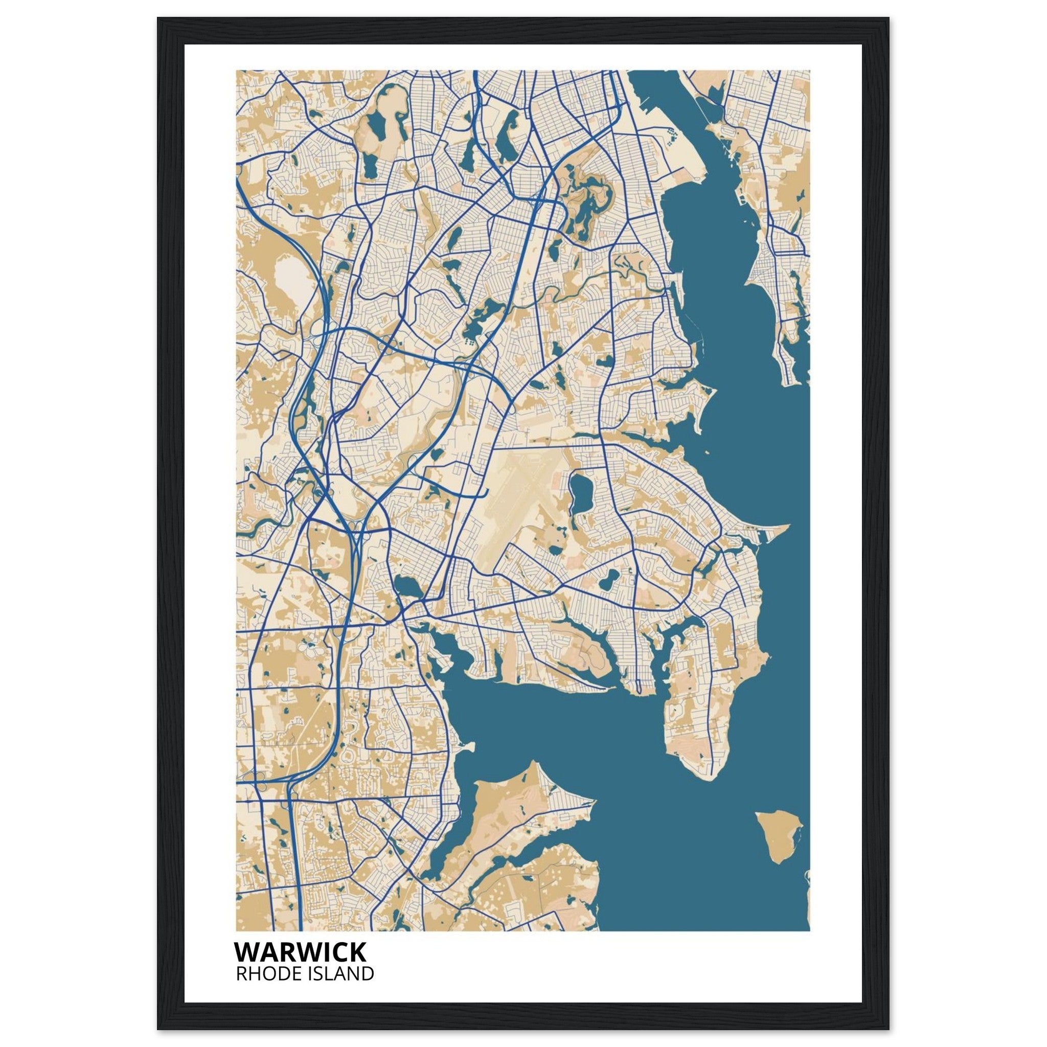 Warwick Rhode Island City Map Poster | Custom Map Art Print - Ink And Atlas