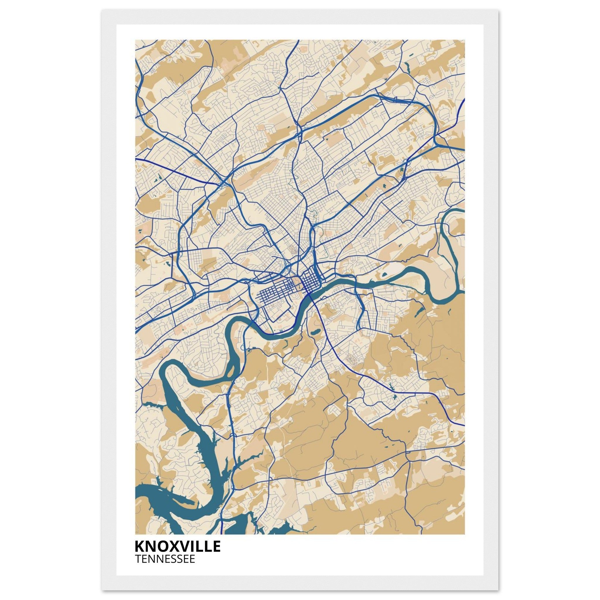 knoxville map poster print
