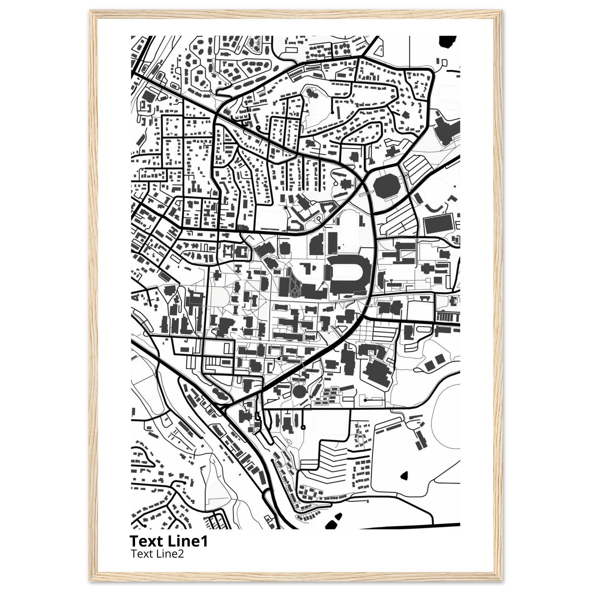 washington state university modern campus map print