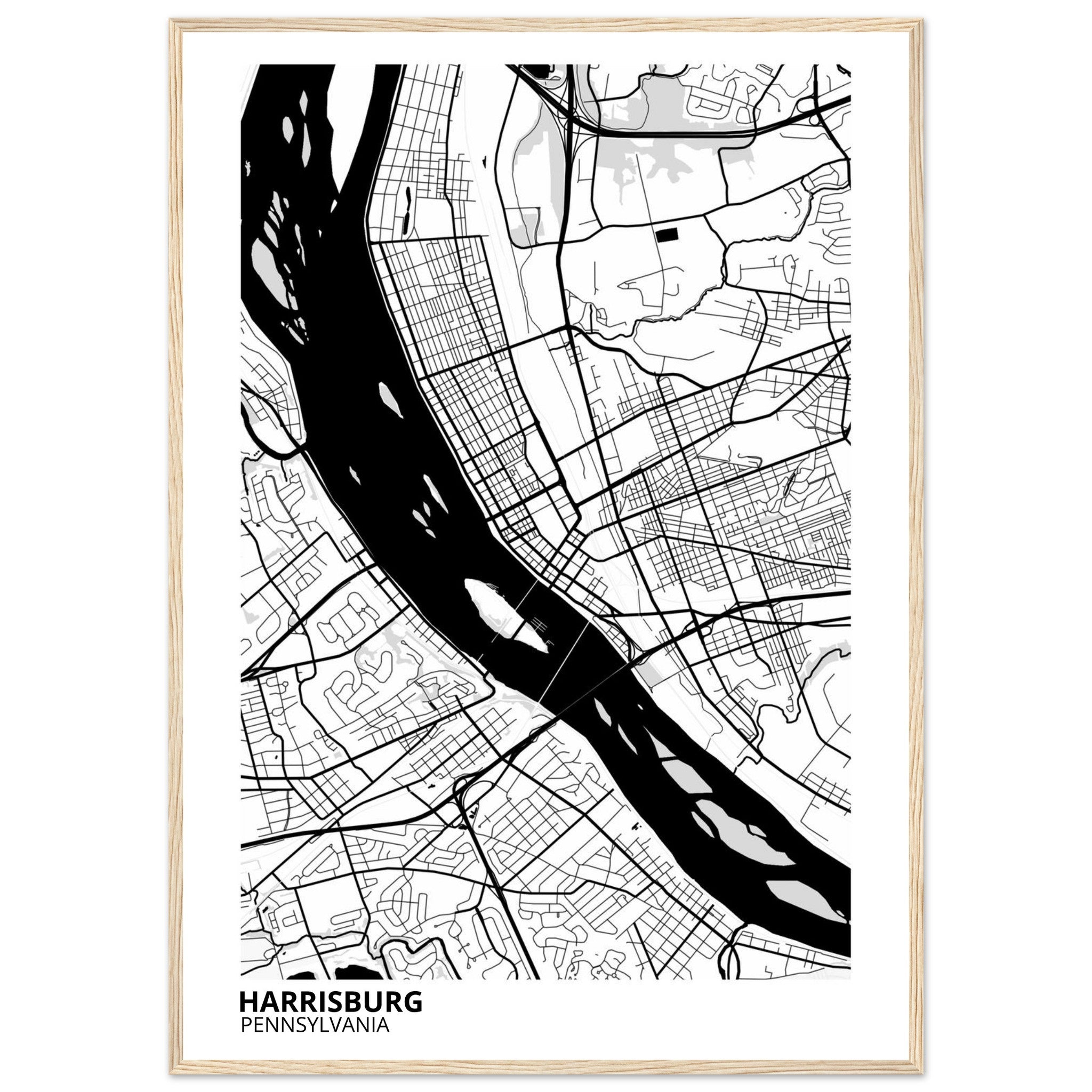 harrisburg map poster print