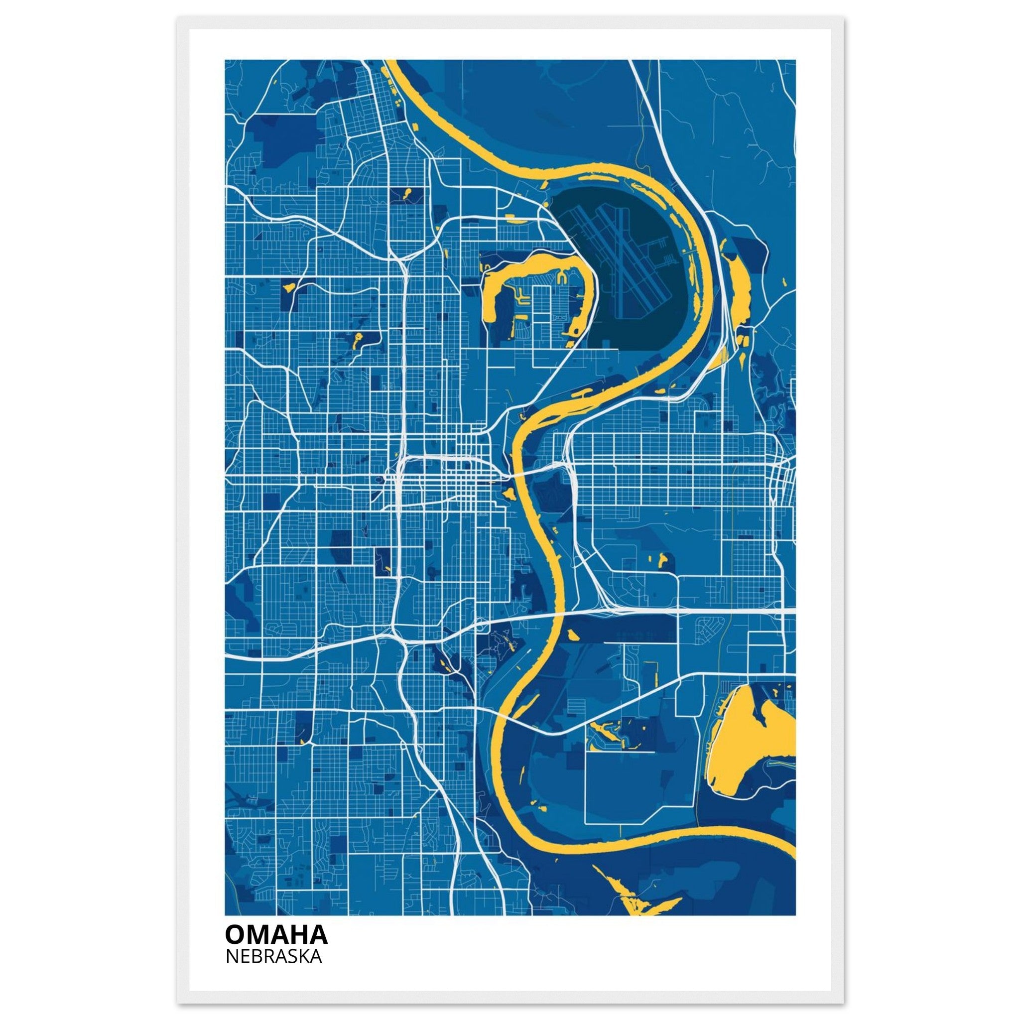 omaha map poster print