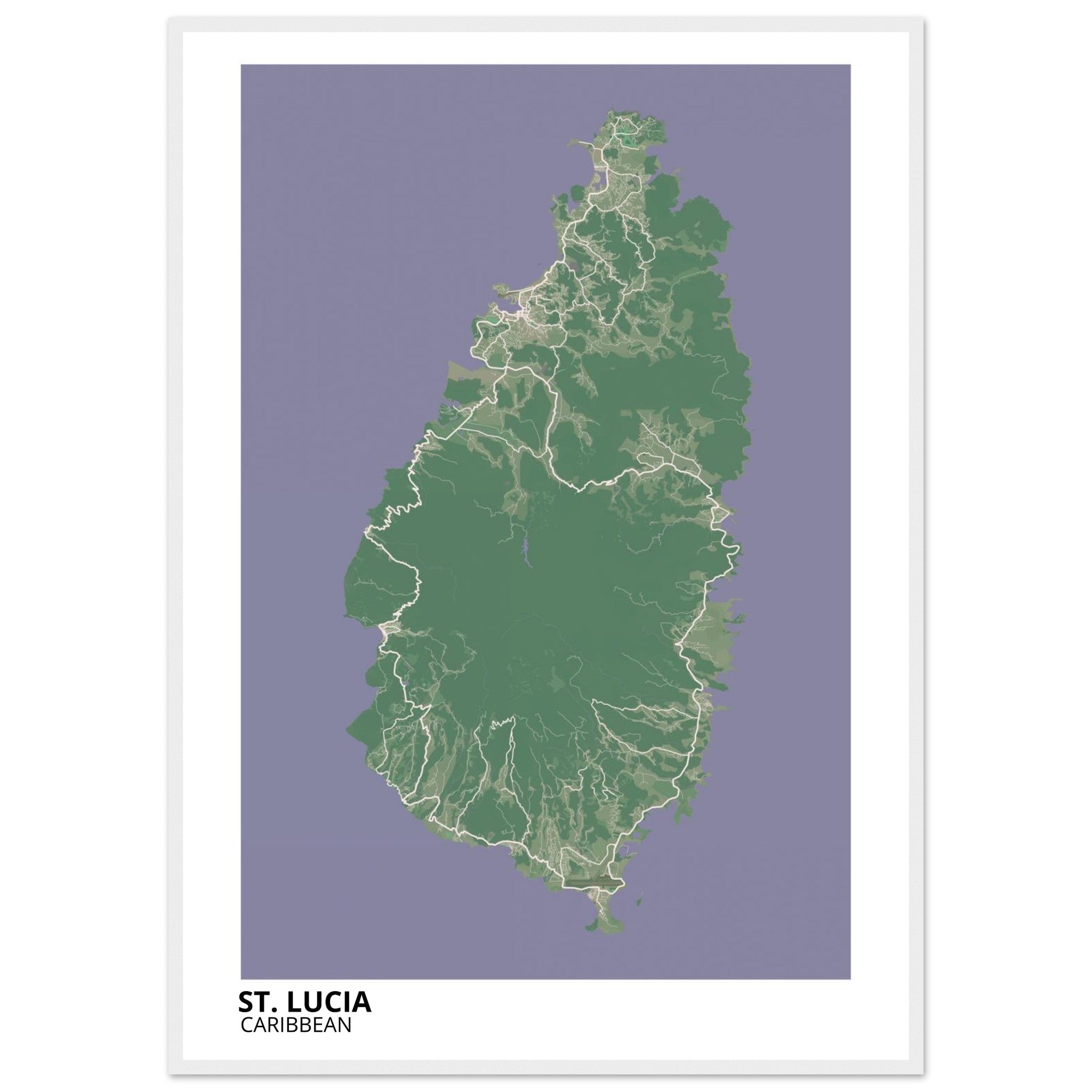 St. Lucia Caribbean City Map Poster | Custom Map Art Print - Ink And Atlas