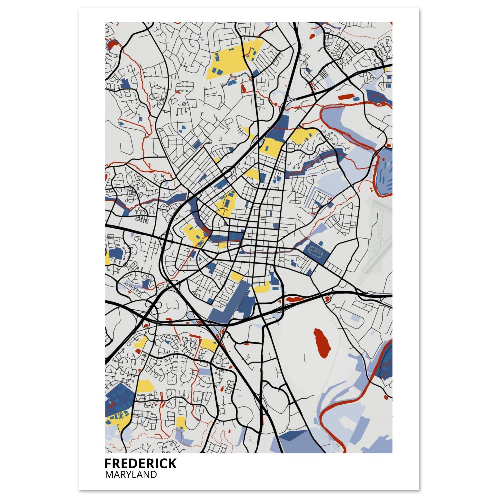 Frederick Maryland City Map Poster | Custom Map Art Print - Ink And Atlas
