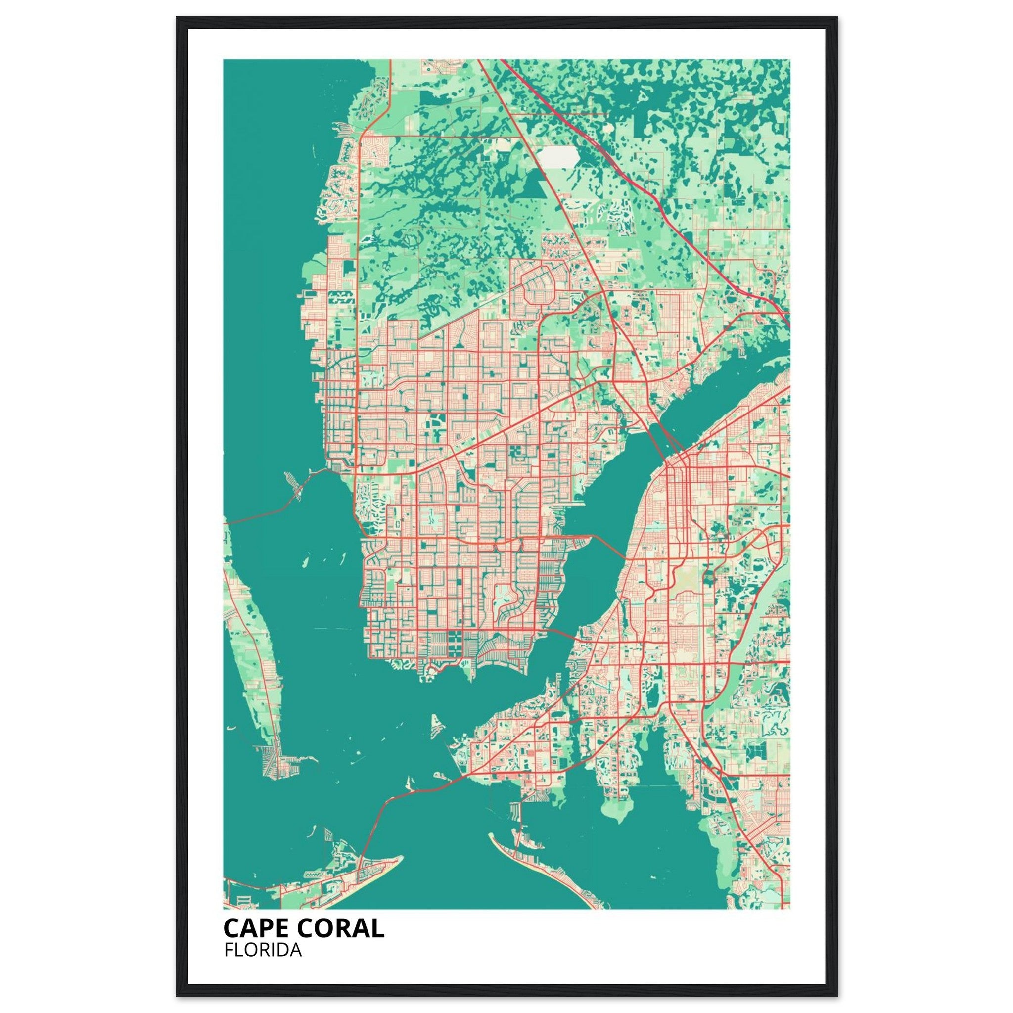 cape coral map poster print