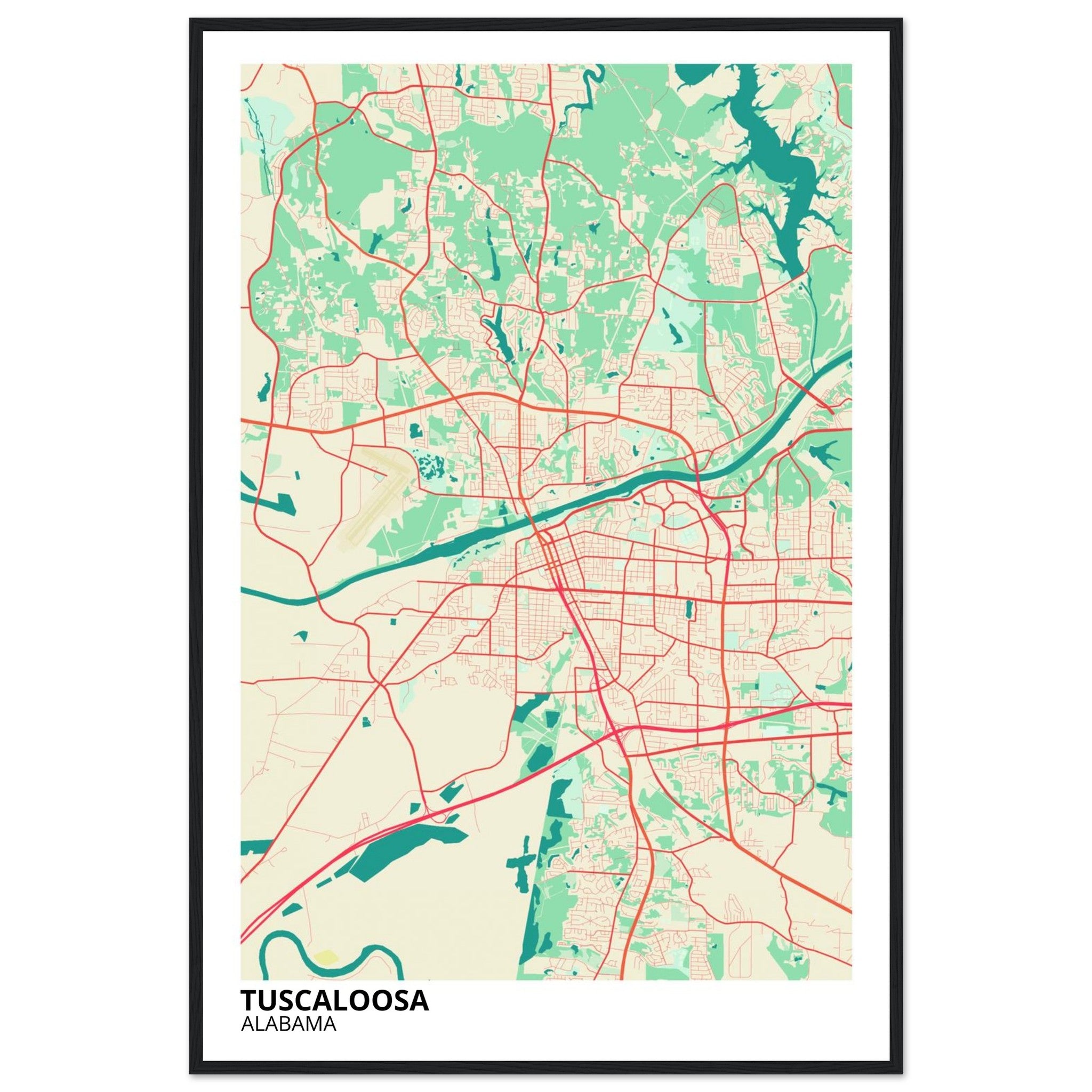 Tuscaloosa Alabama City Map Poster | Custom Map Art Print - Ink And Atlas