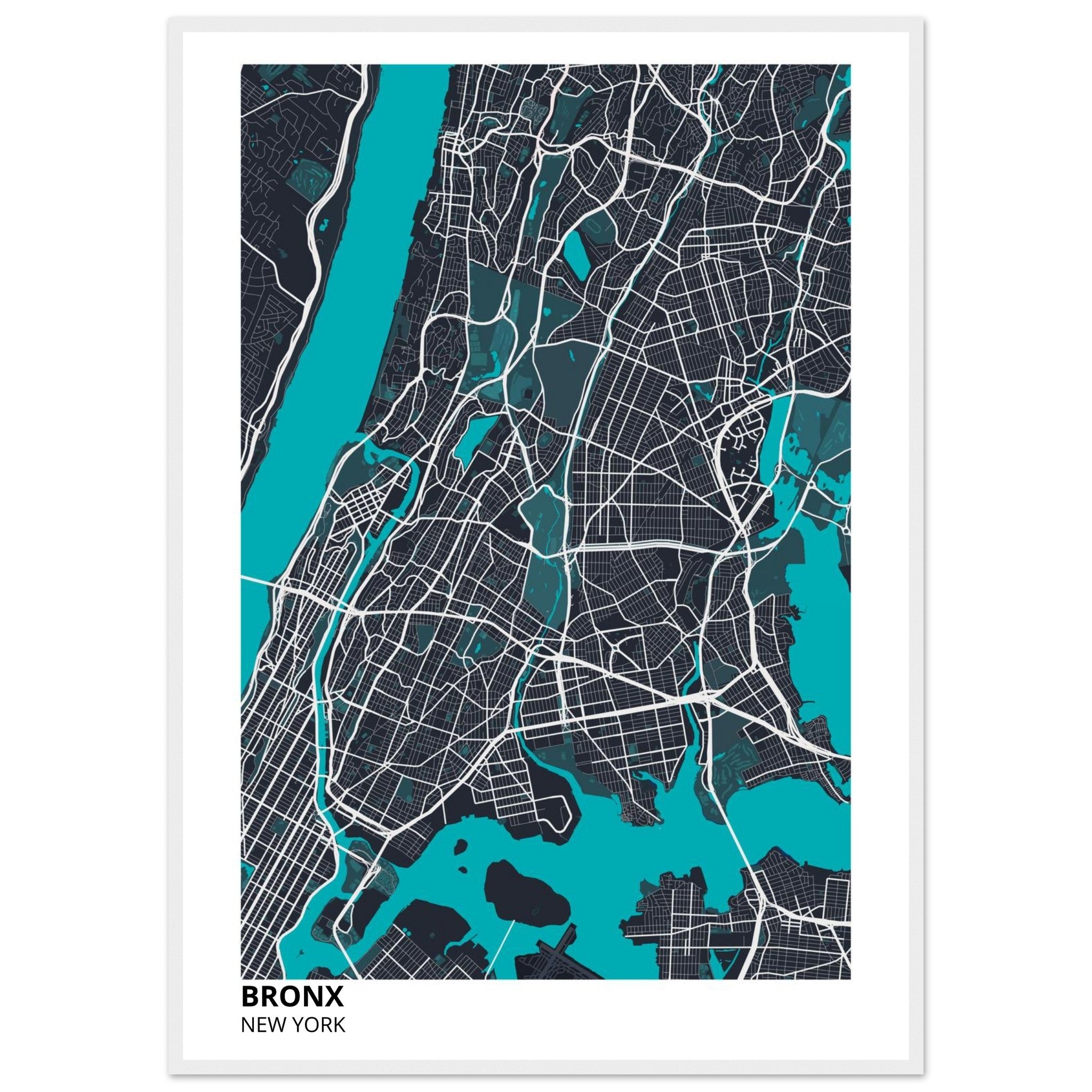 bronx map poster print