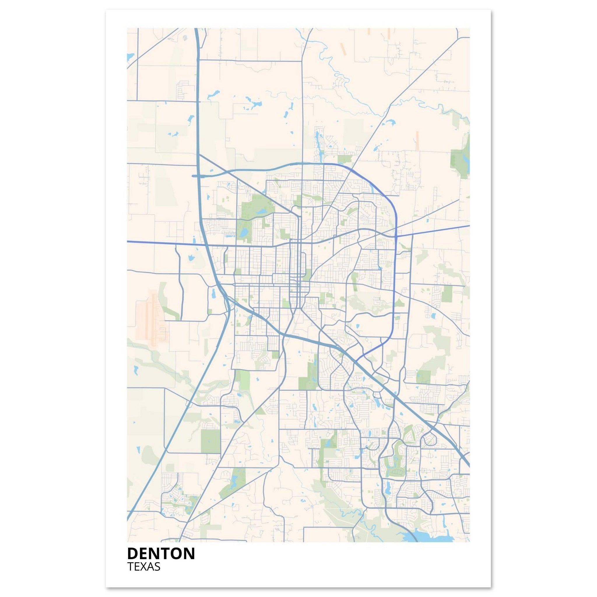 denton map poster print