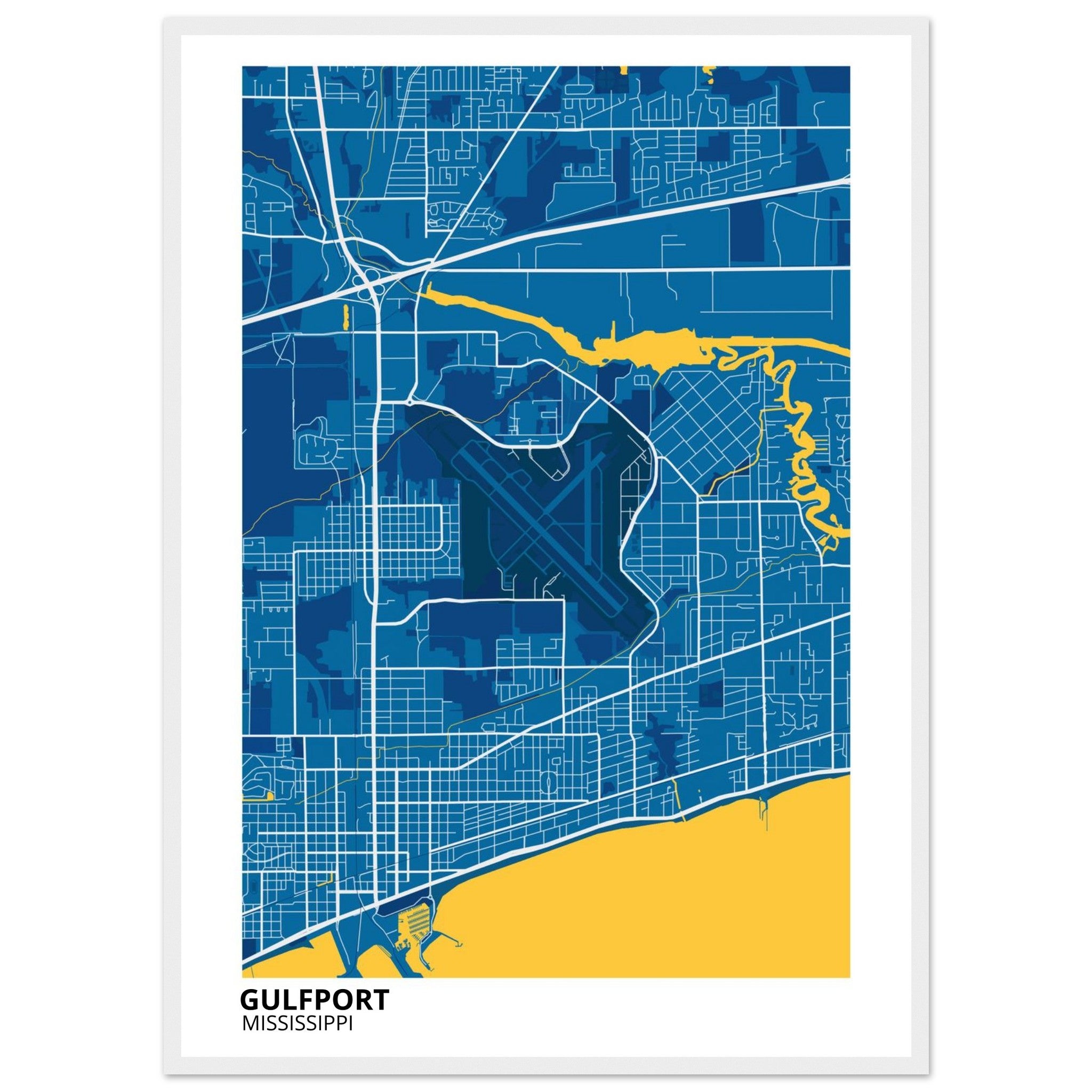 Gulfport Mississippi City Map Poster | Custom Map Art Print - Ink And Atlas