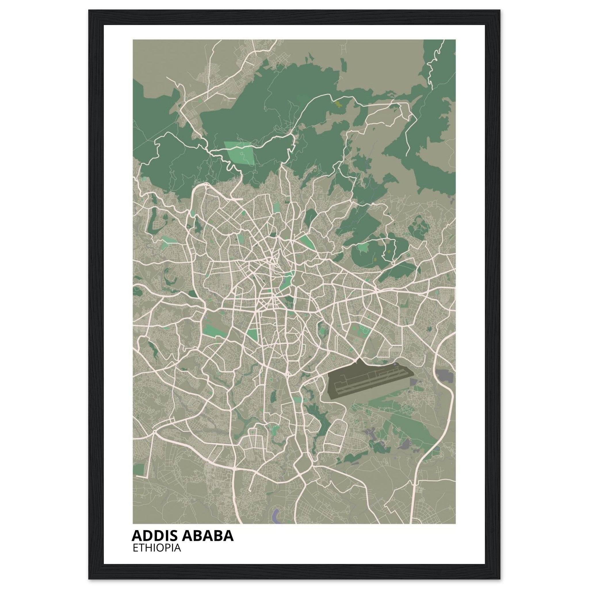Addis Ababa Ethiopia City Map Poster | Custom Map Art Print - Ink And Atlas
