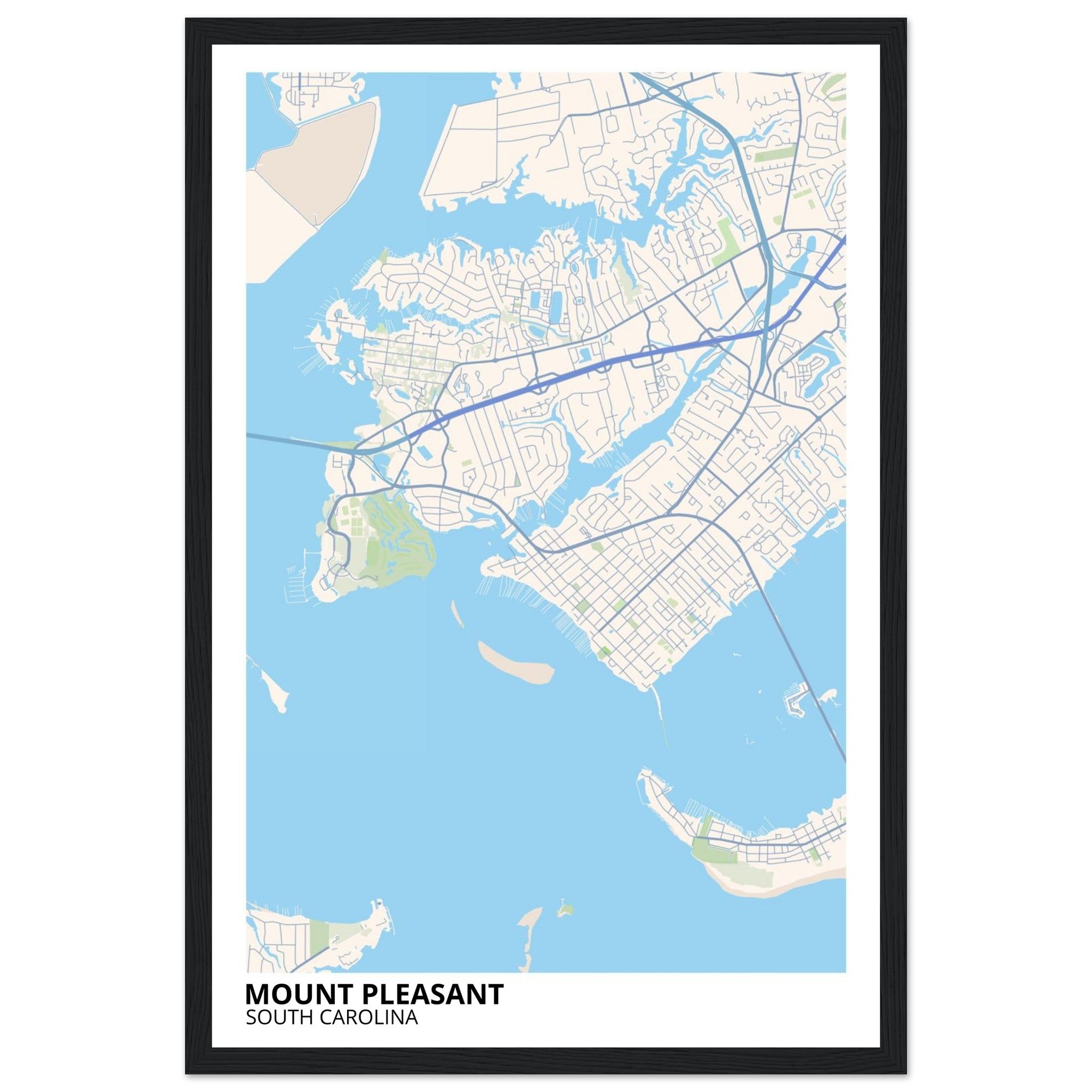 Mount Pleasant South Carolina City Map Poster | Custom Map Art Print - Ink And Atlas