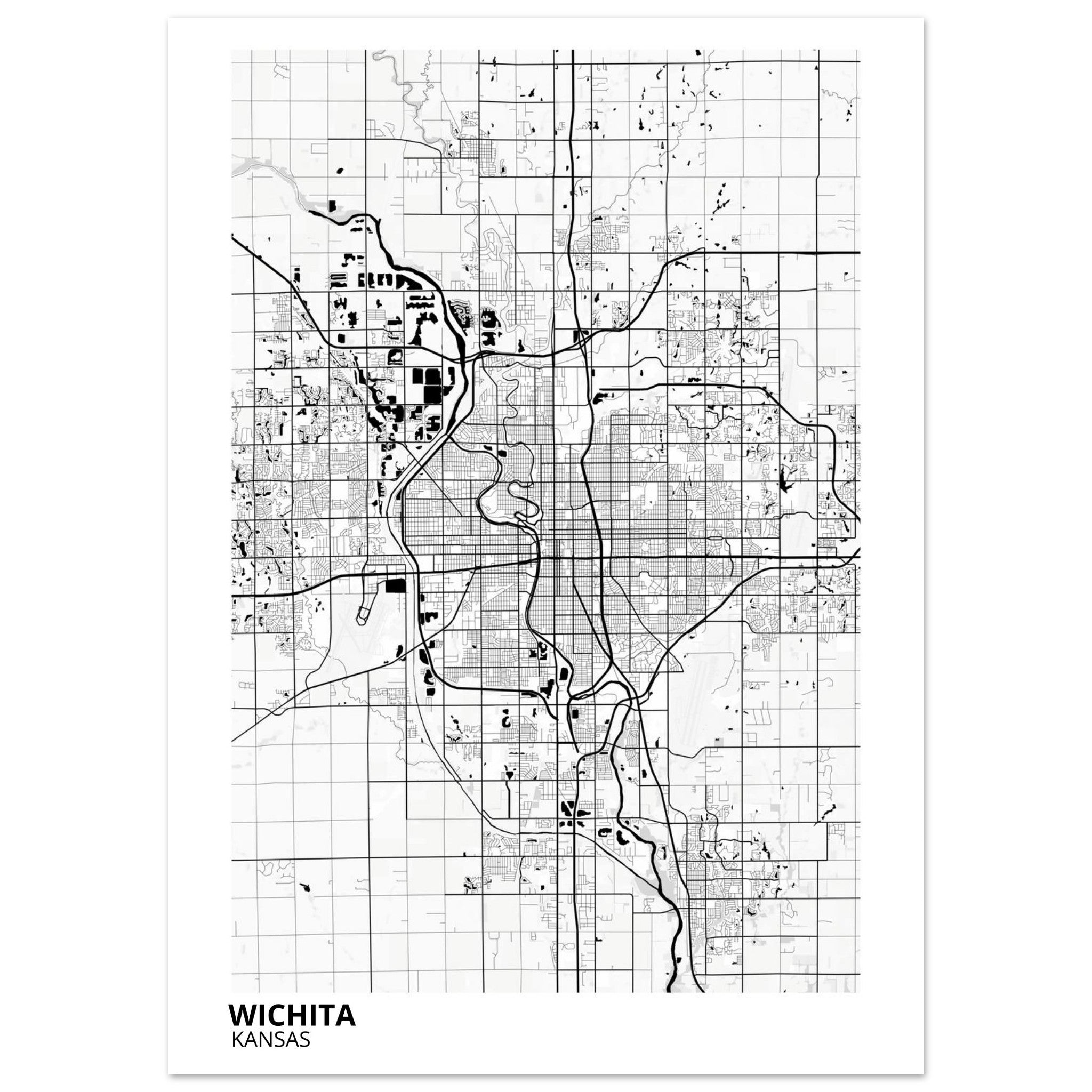wichita map poster print