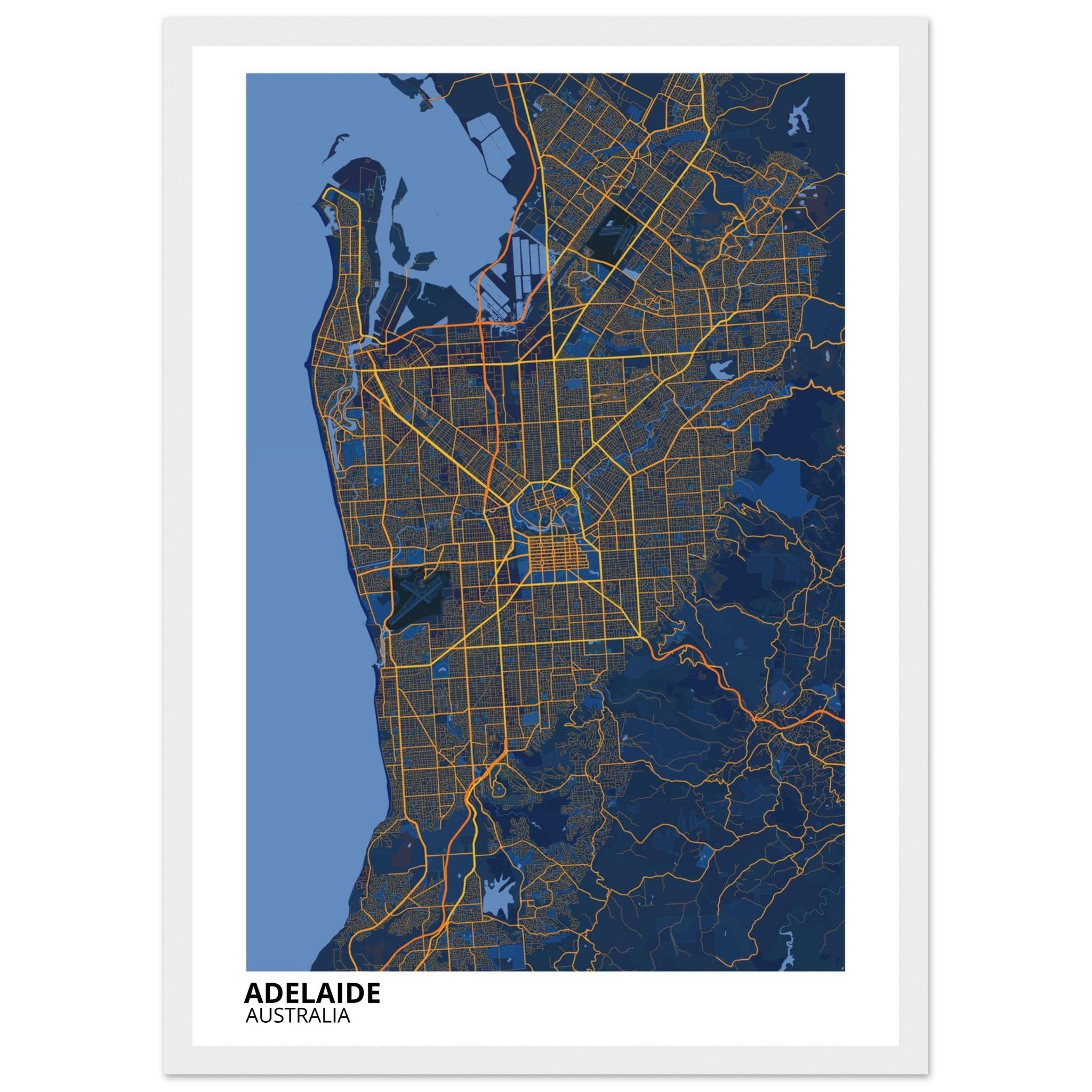 Adelaide Australia City Map Poster | Custom Map Art Print - Ink And Atlas
