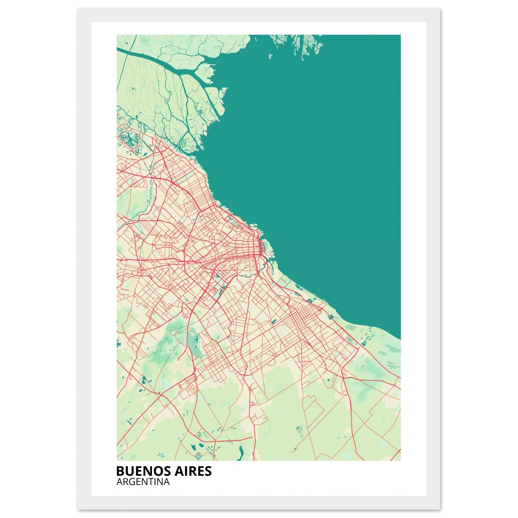 buenos aires argentina map poster print