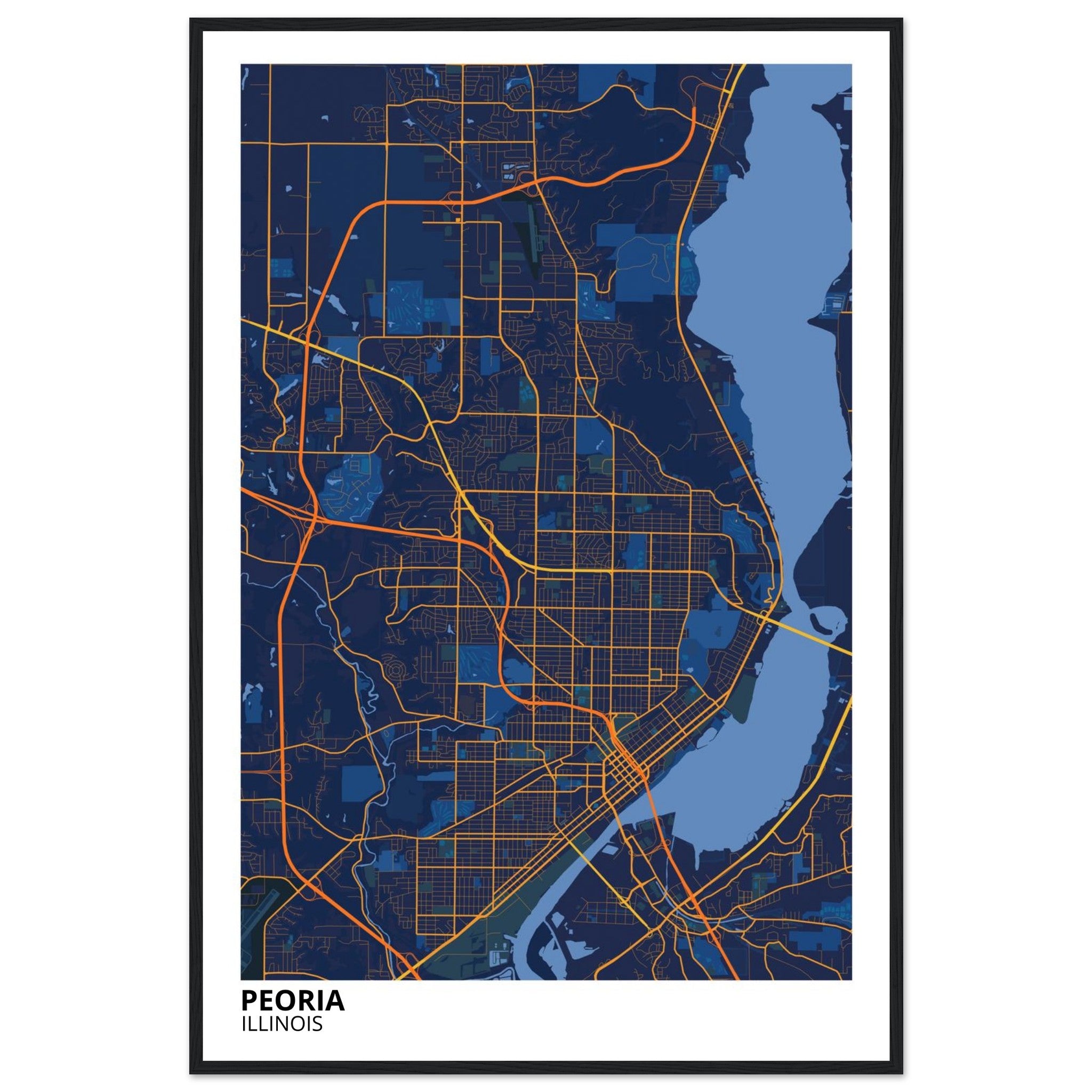 Peoria Illinois City Map Poster | Custom Map Art Print - Ink And Atlas