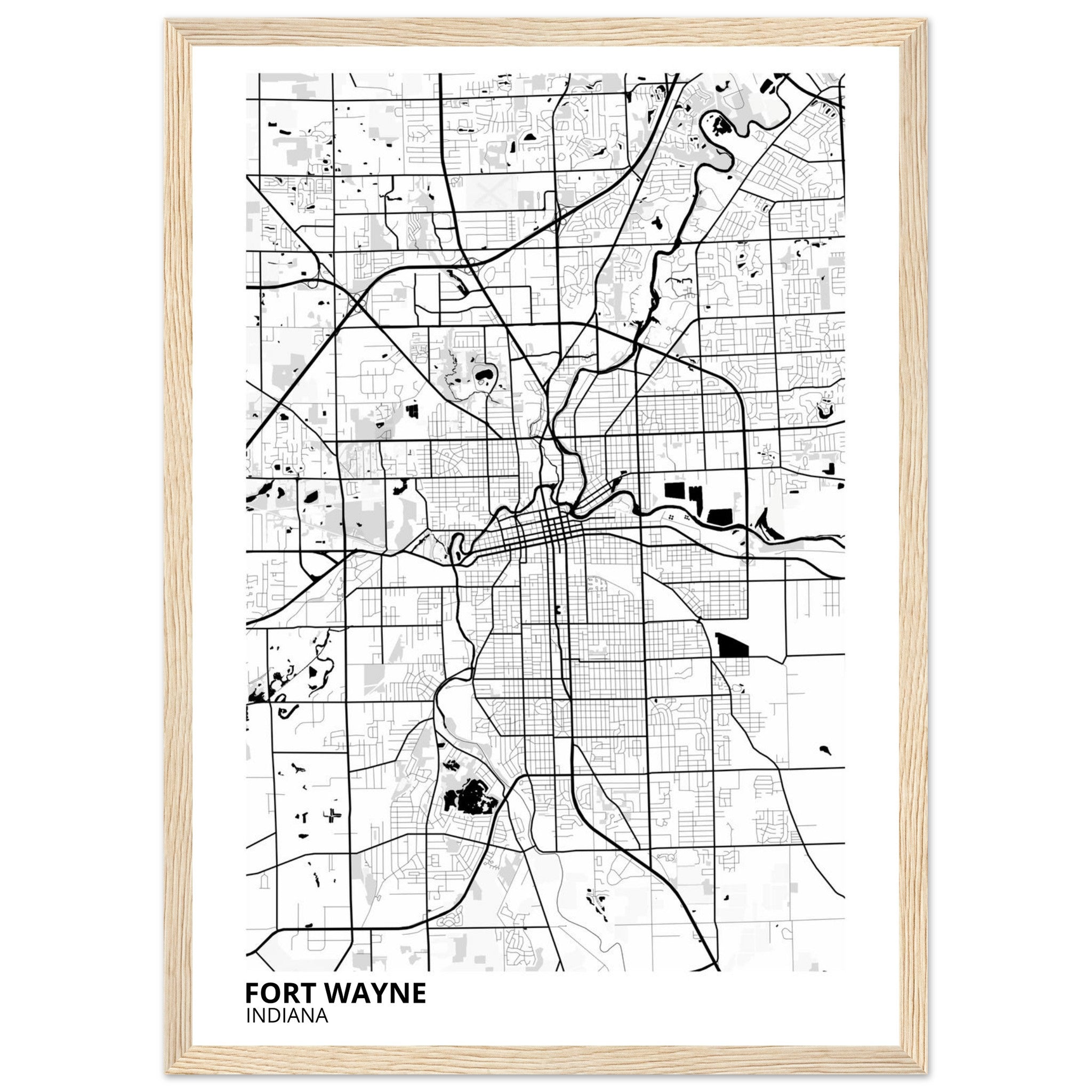 Fort Wayne Indiana City Map Poster | Custom Map Art Print - Ink And Atlas