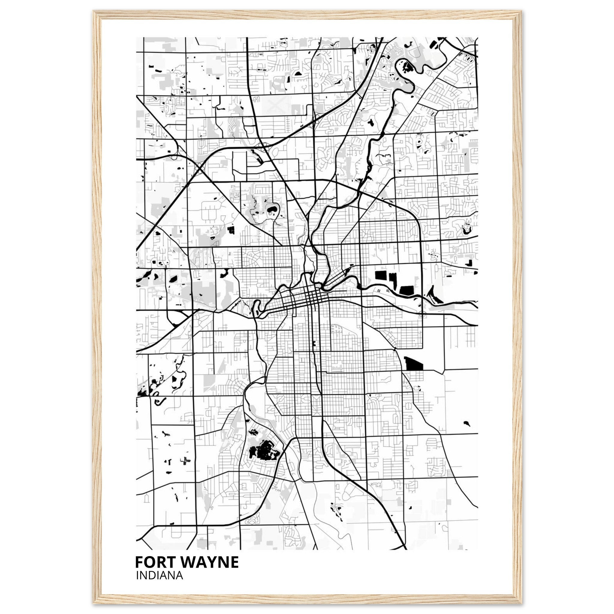 Fort Wayne Indiana City Map Poster | Custom Map Art Print - Ink And Atlas