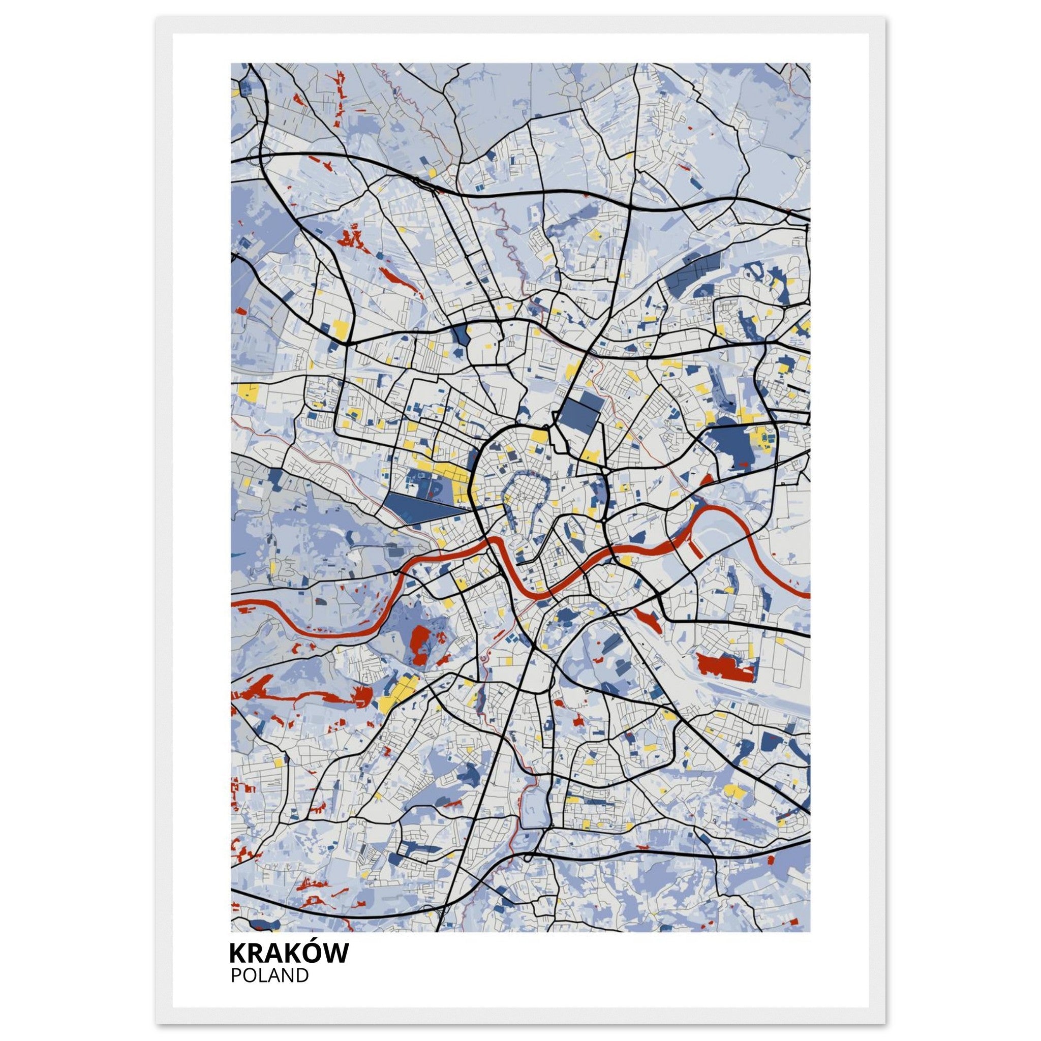 Krakow Poland City Map Poster | Custom Map Art Print - Ink And Atlas