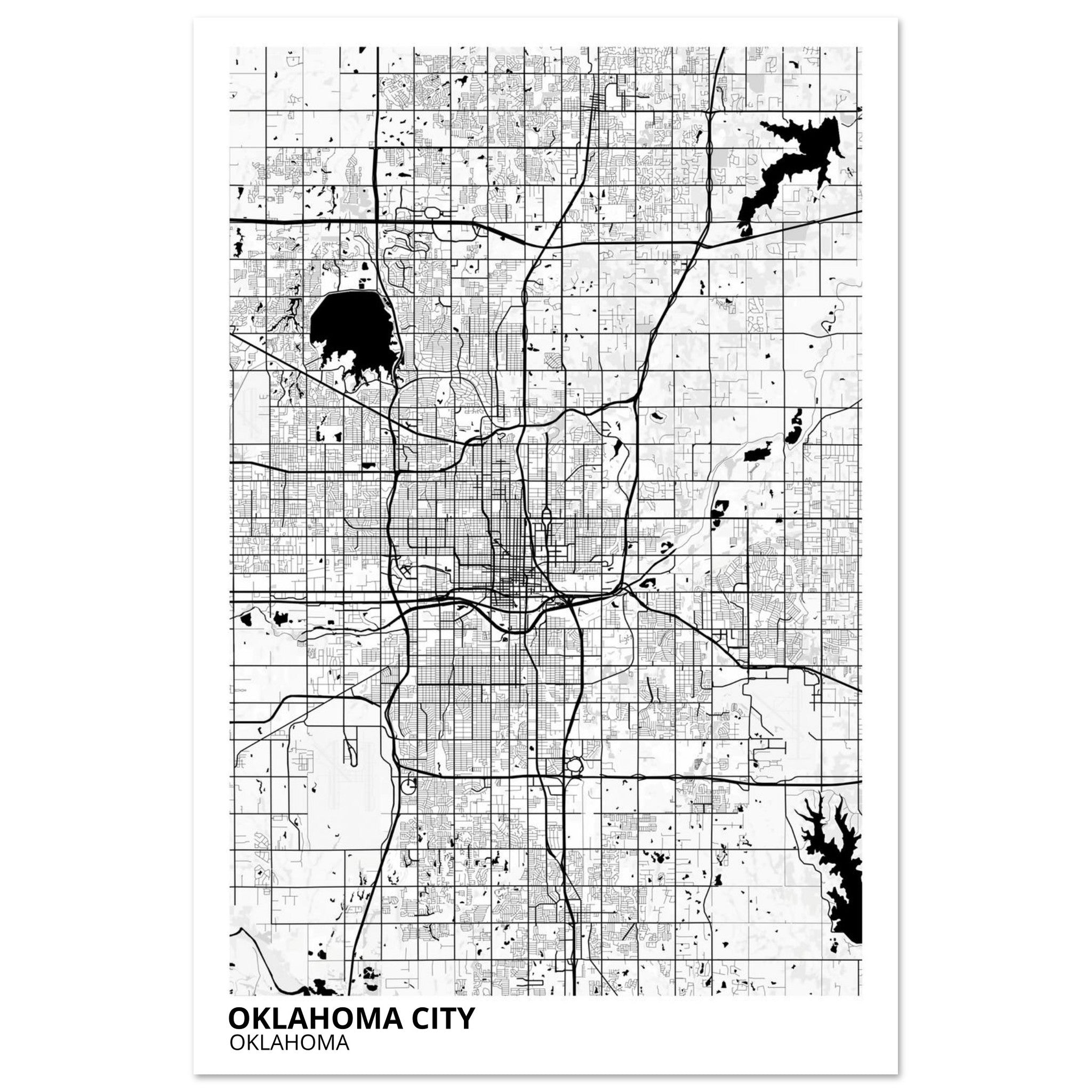 oklahoma city map poster print