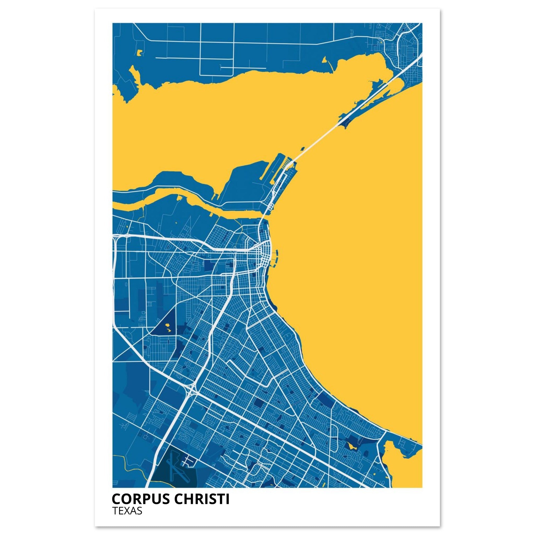 Corpus Christi Texas City Map Poster | Custom Map Art Print - Ink And Atlas