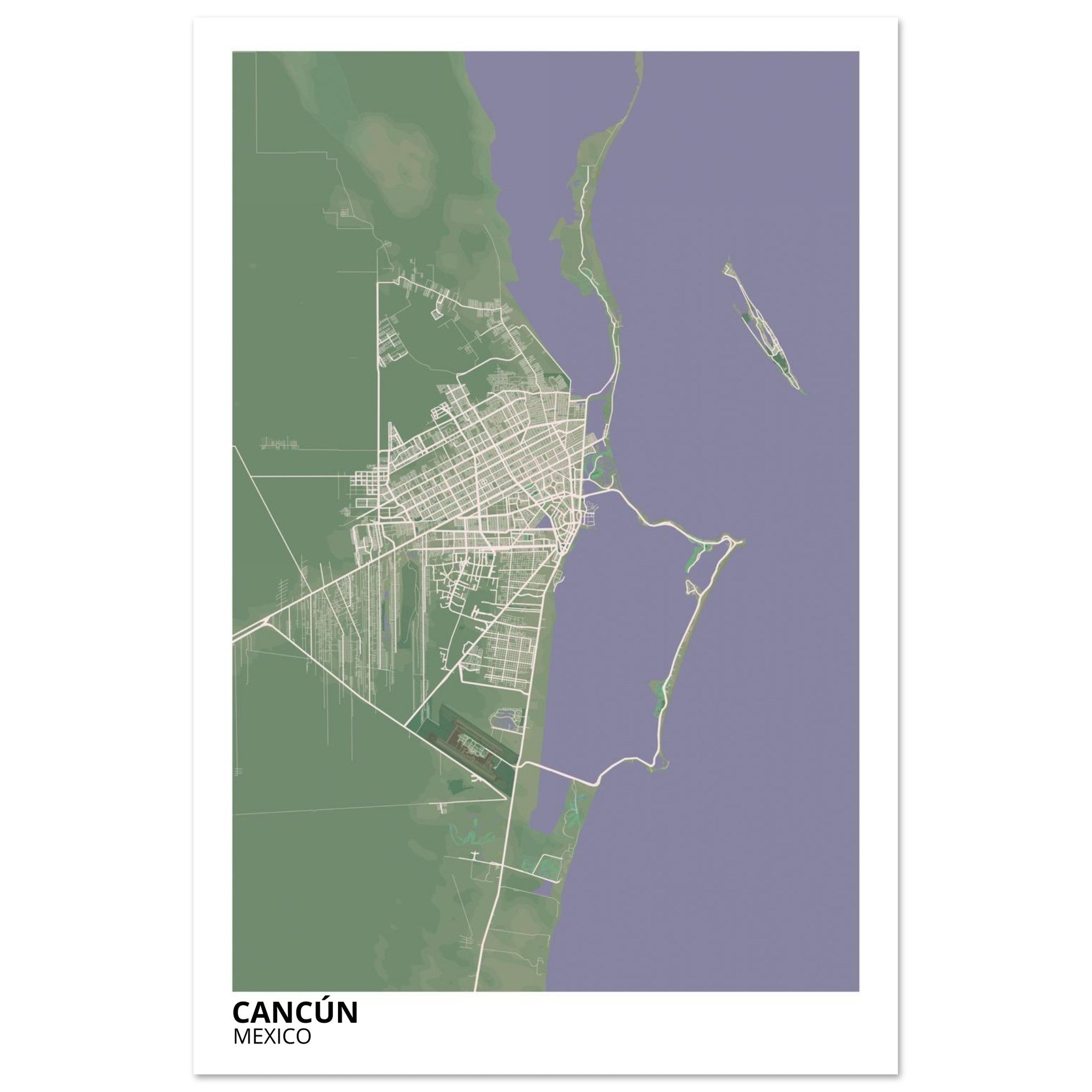 Cancun Mexico City Map Poster | Custom Map Art Print - Ink And Atlas