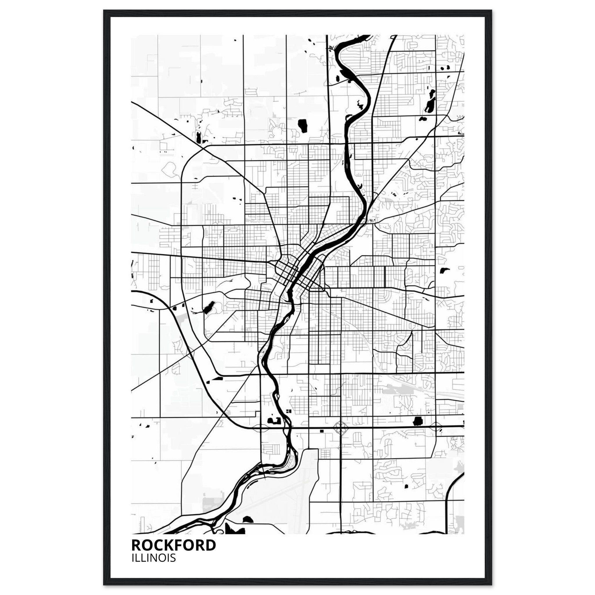Rockford Illinois City Map Poster | Custom Map Art Print - Ink And Atlas