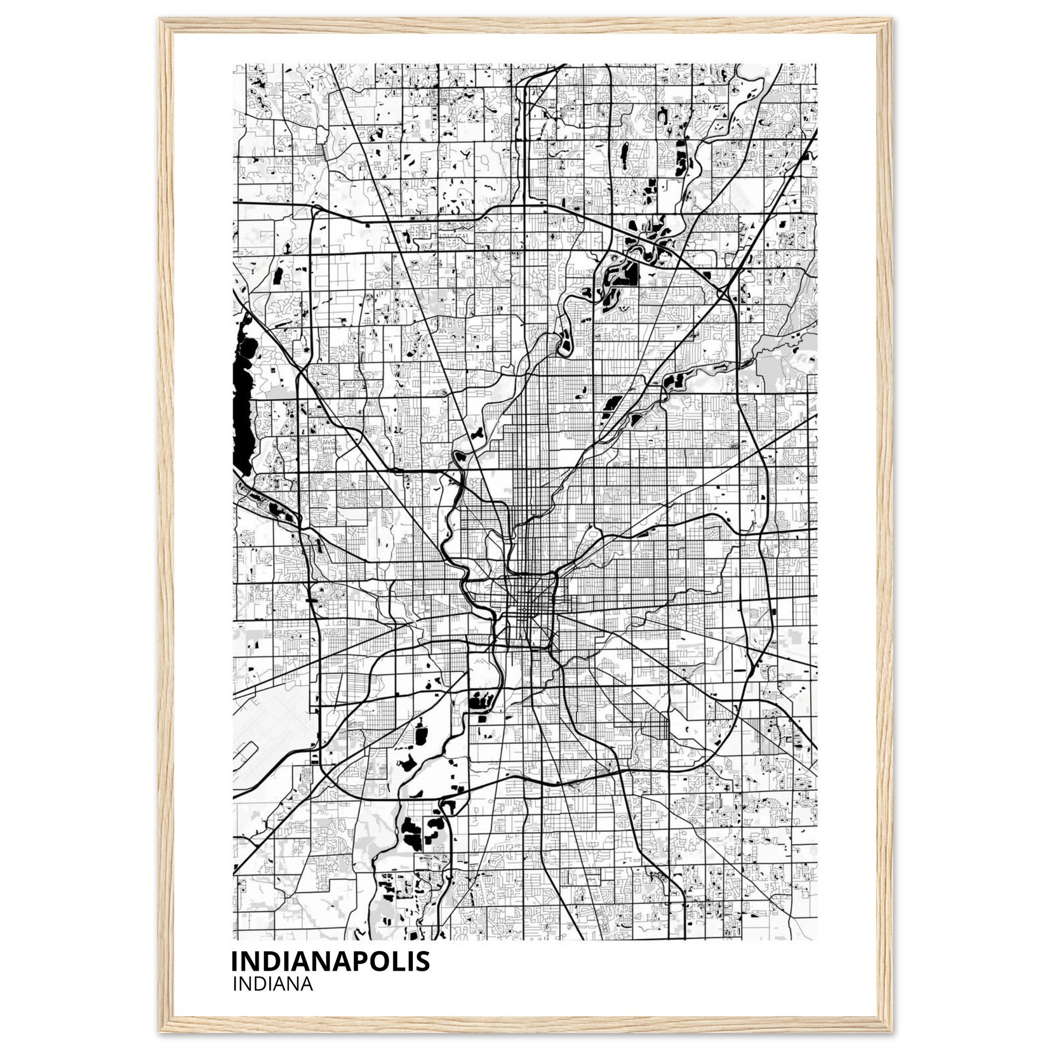 indianapolis map poster print